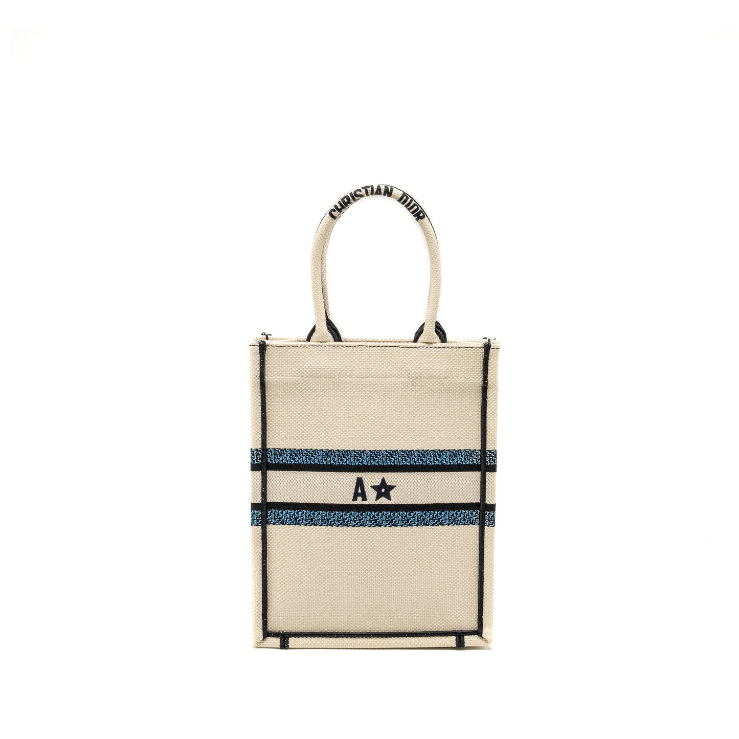 Dior Vertical Booktote Lucky Star Embroidery Multicolour Handbag White Tote Bag