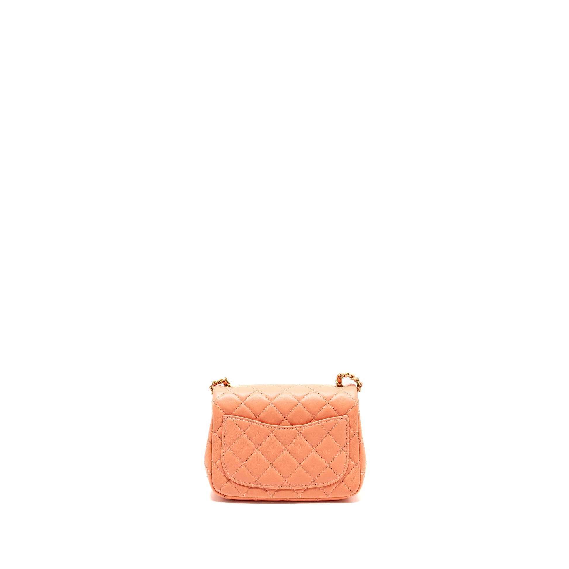 Chanel Pearl Crush Square Lambskin Coral GHW Mini Bag