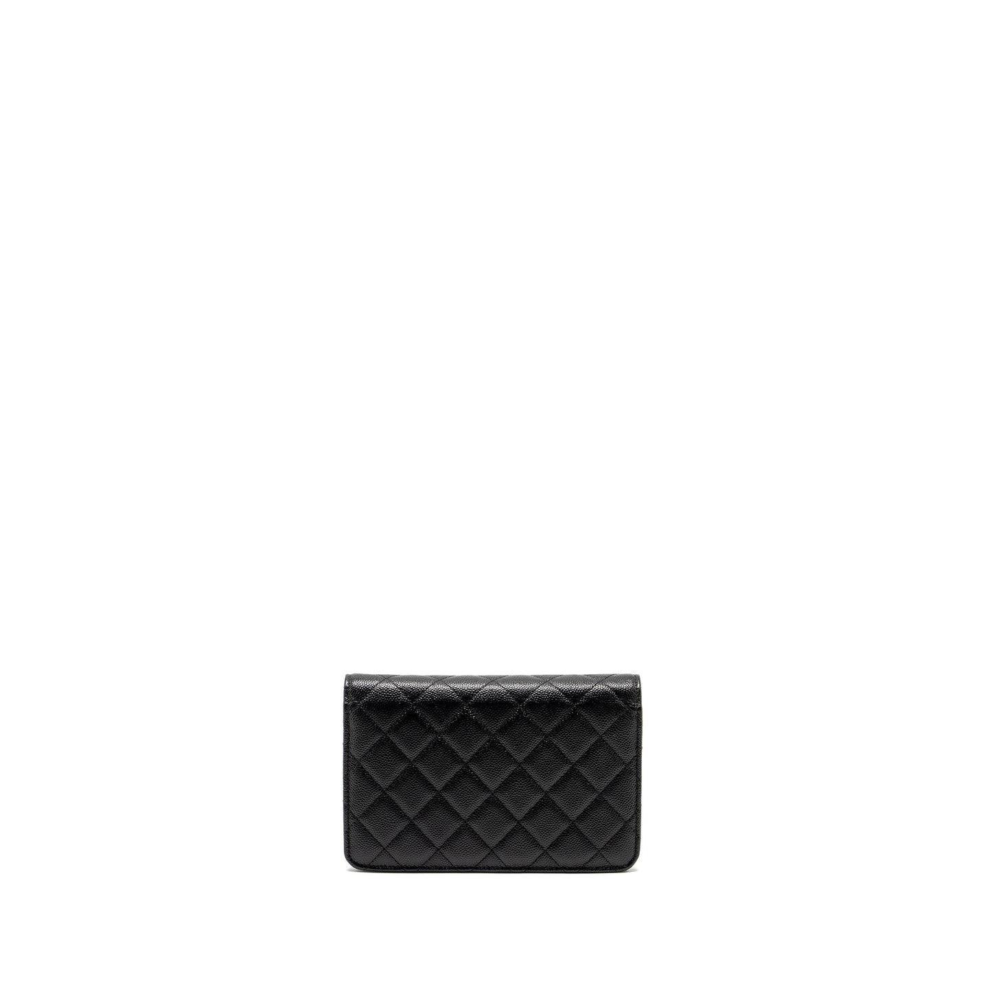 Chanel Detailed CC Logo on Caviar GHW Black Wallet Case