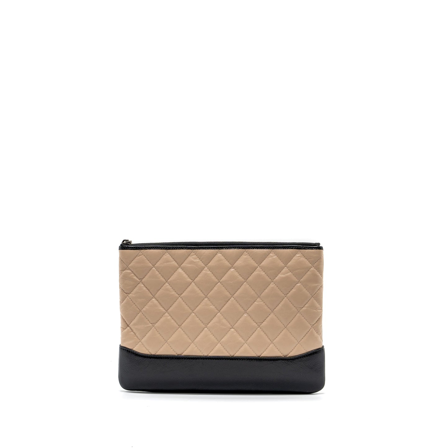 Chanel Gabrielle zip calfskin hardware Multicolor Multicolour Black Beige Clutch Bag