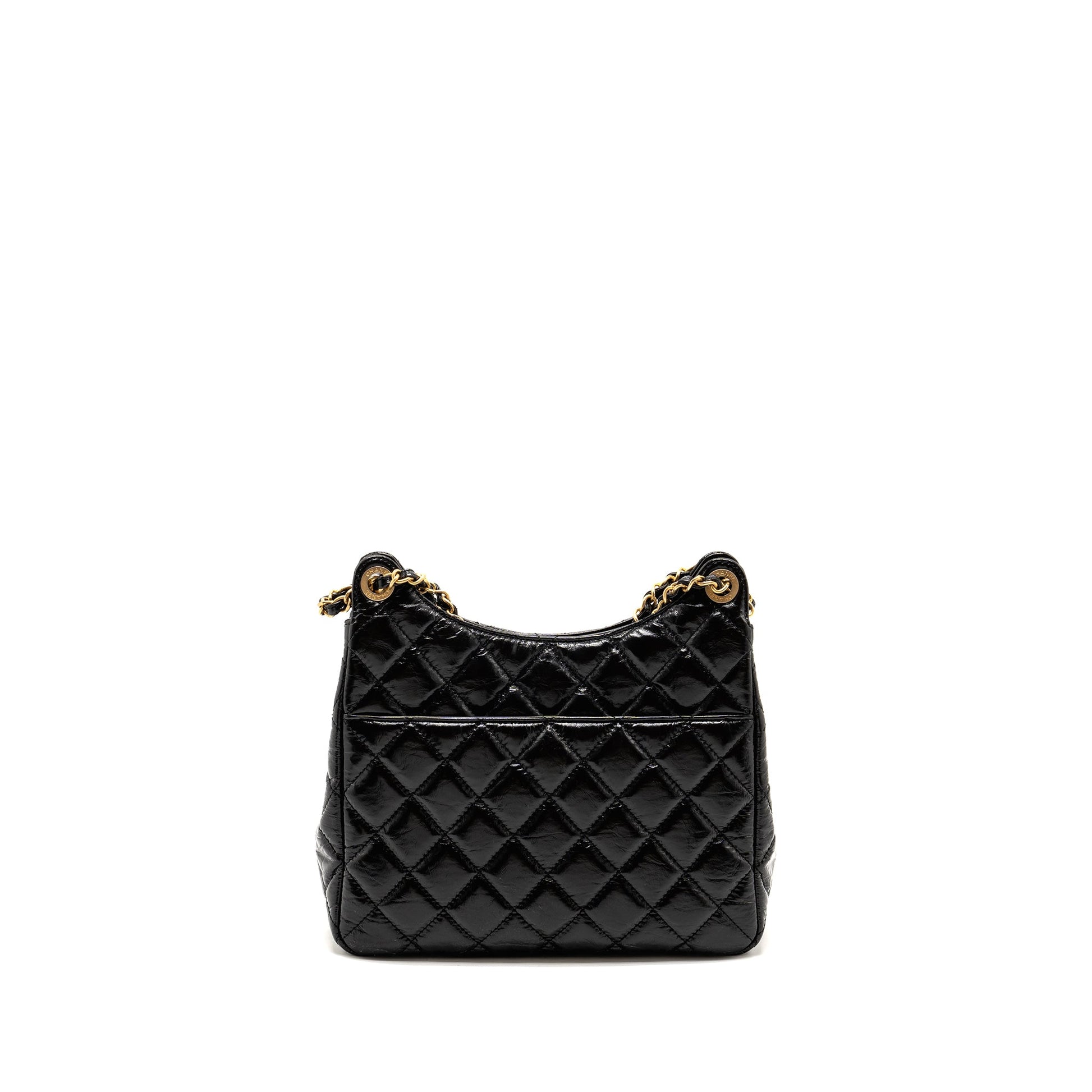 Chanel Hobo shiny calfskin GHW microchip Black Shoulder Bag