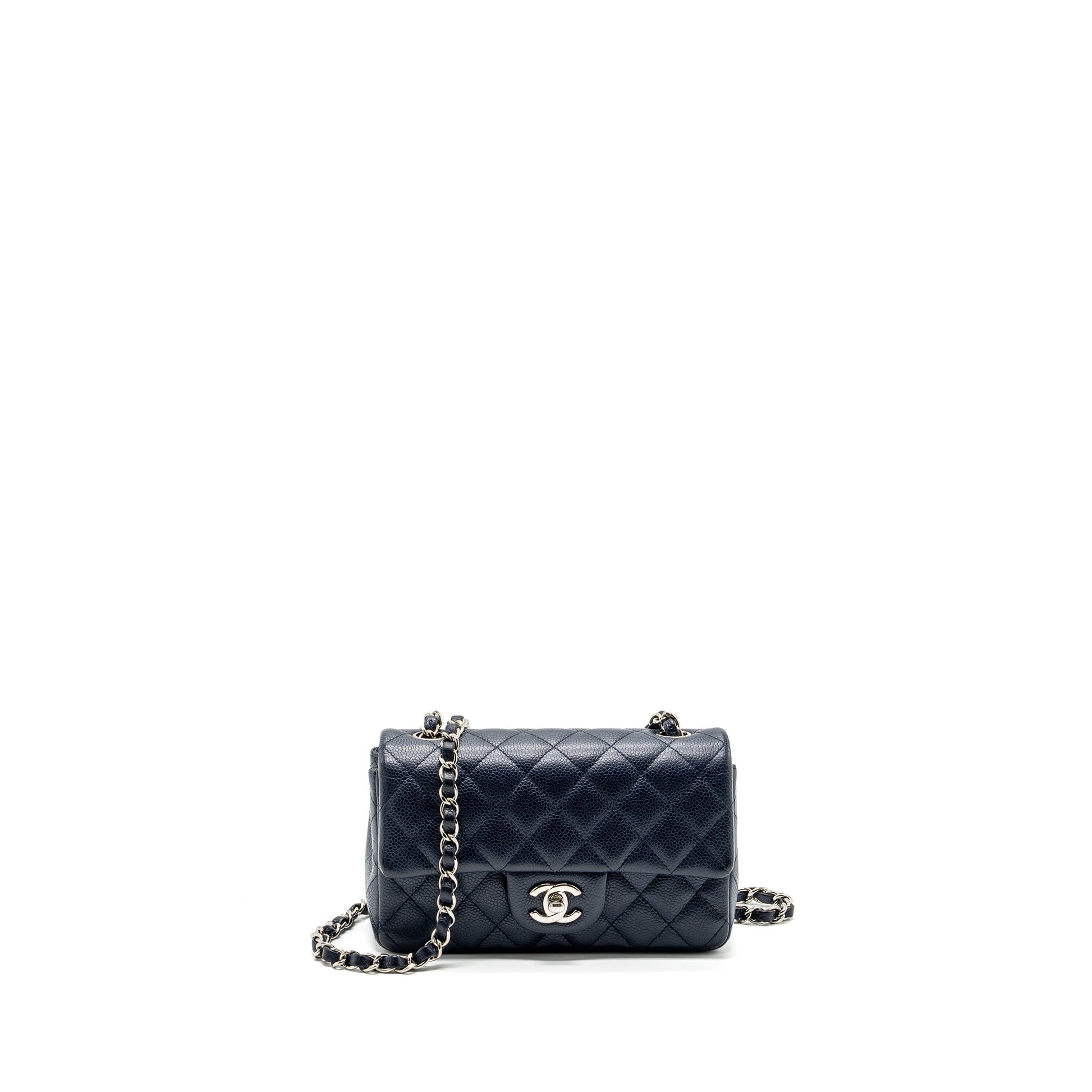 Chanel Classic Rectangular Flap Caviar Navy SHW Shoulder Bag