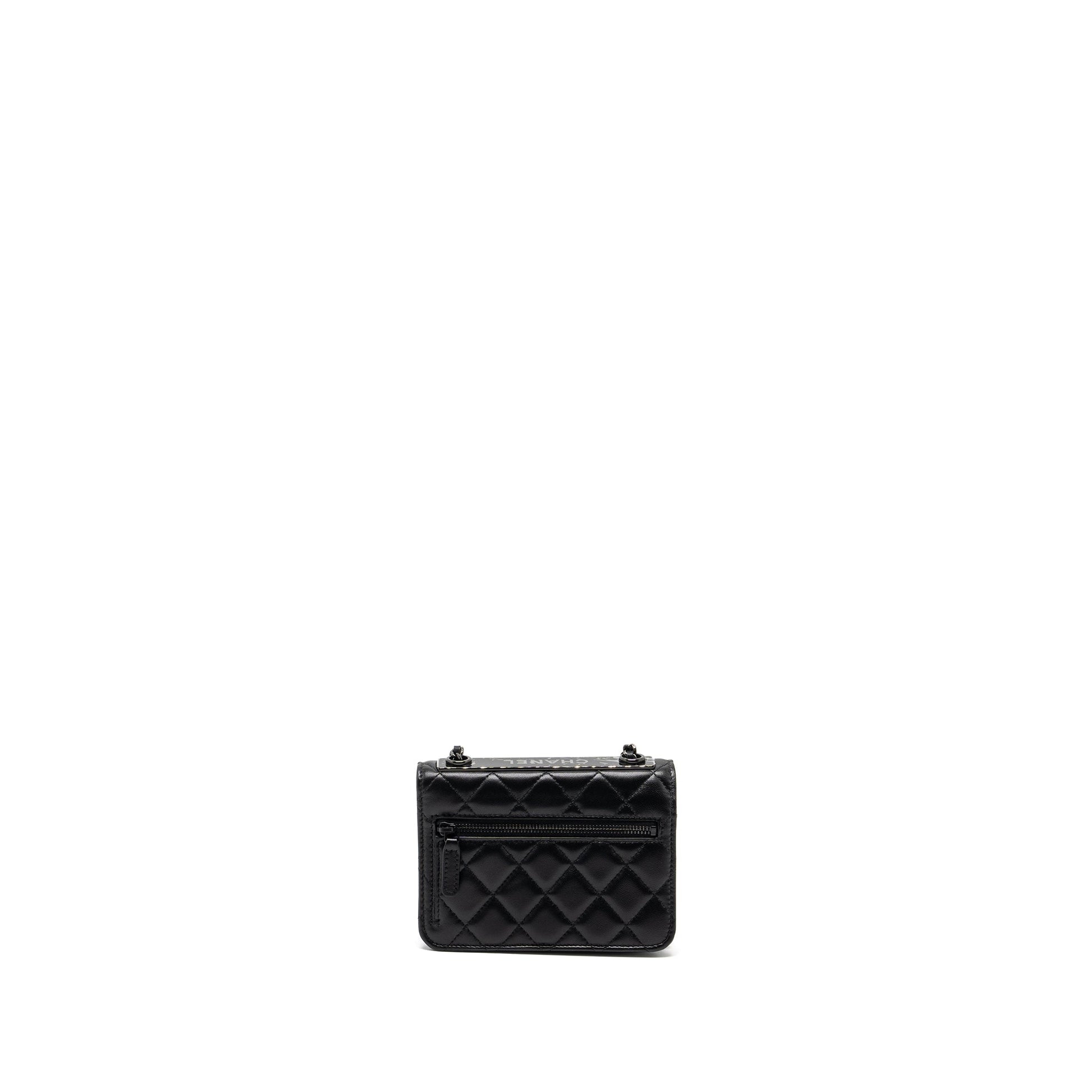 Chanel Trendy CC On Lambskin Hardware Microchip Black Wallet Case