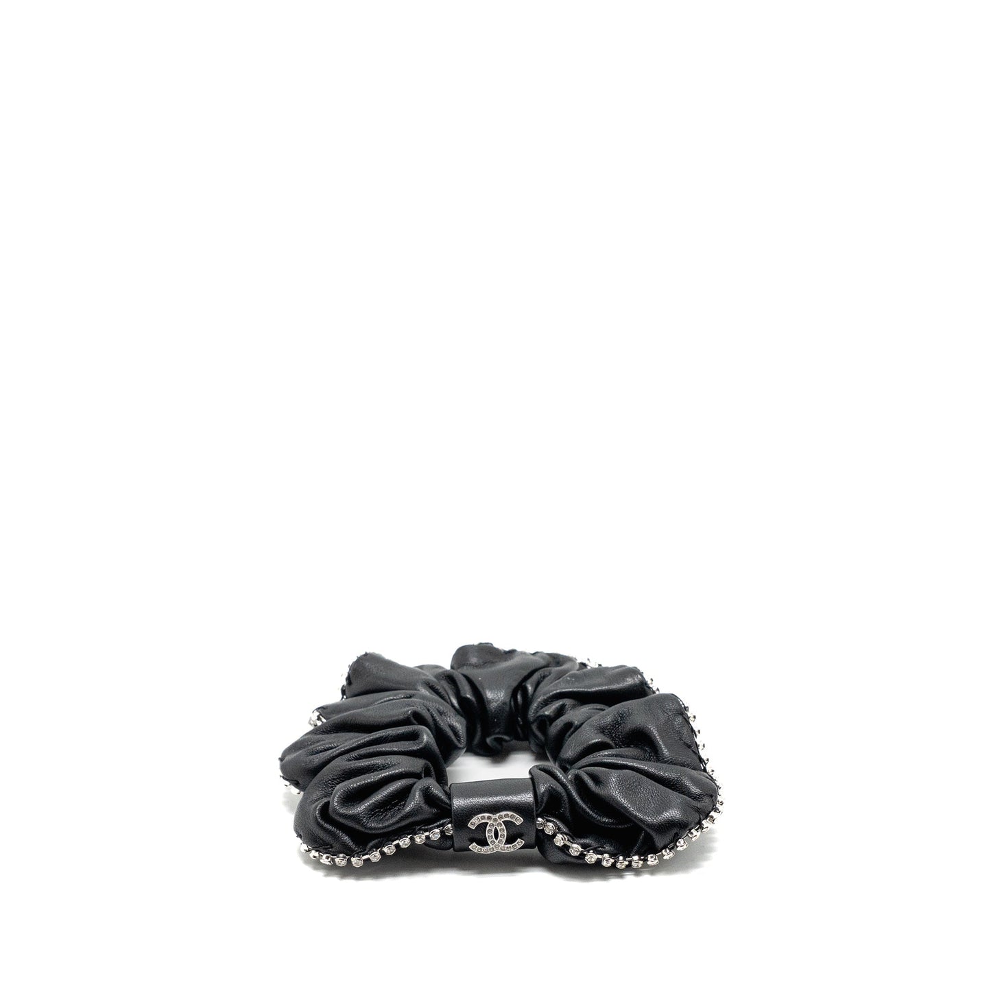 Chanel 22B Hair Tie Crystal Lambskin SHW Black Handbag