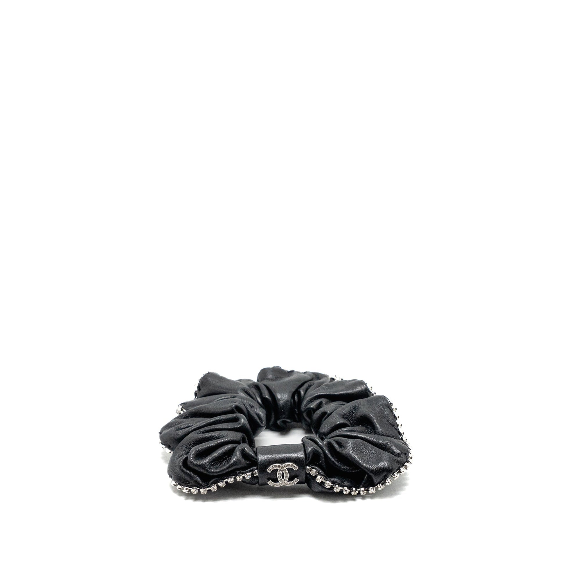 Chanel 22B Hair Tie Crystal Lambskin SHW Black Handbag