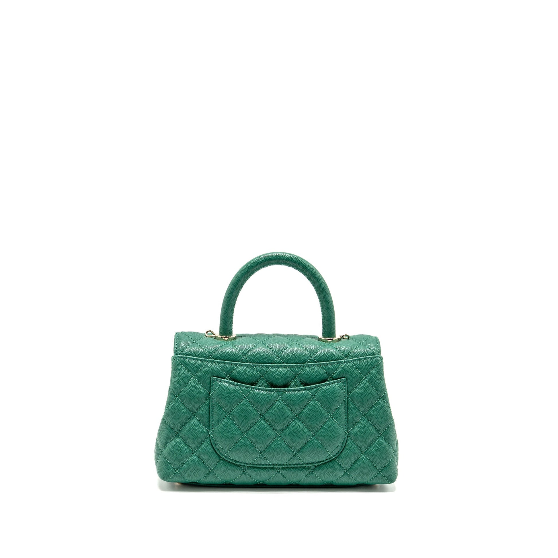 Chanel Coco handle caviar LGHW microchip Green Small Handbag