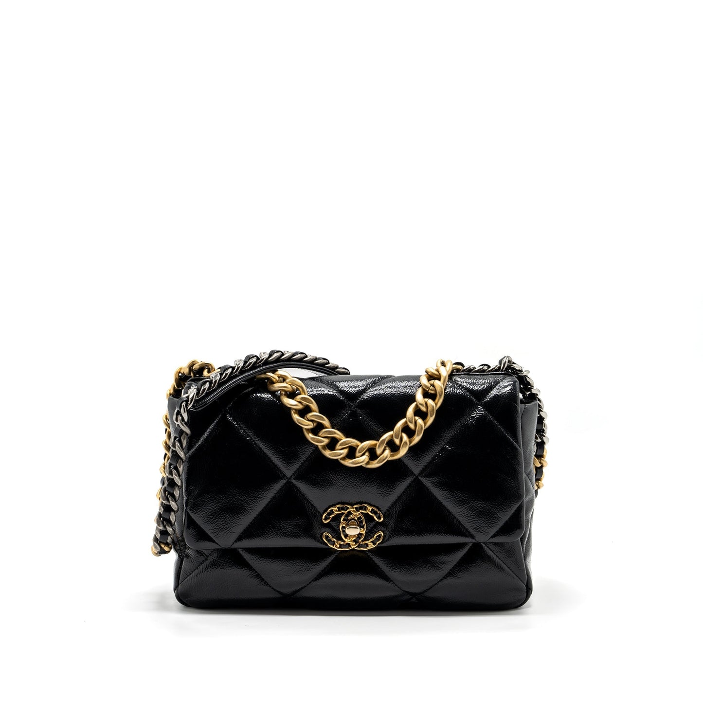 Chanel 19 shiny calfskin hardware Multicolor Multicolour Black Handbag