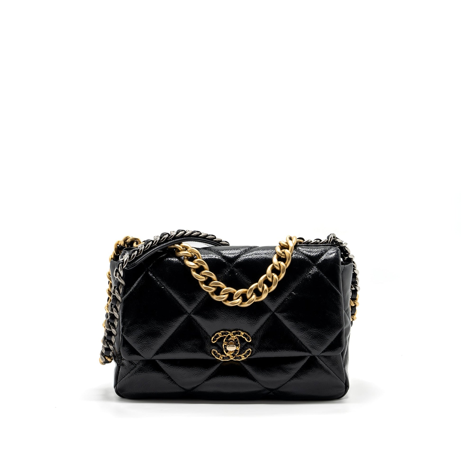 Chanel 19 shiny calfskin hardware Multicolor Multicolour Black Handbag