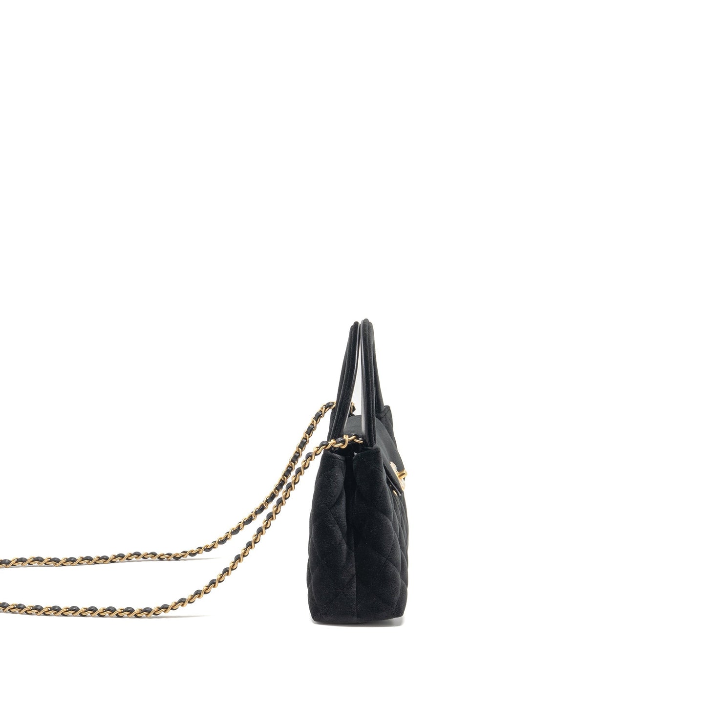 Chanel Kelly Shopping Velvet GHW microchip Black Tote Bag