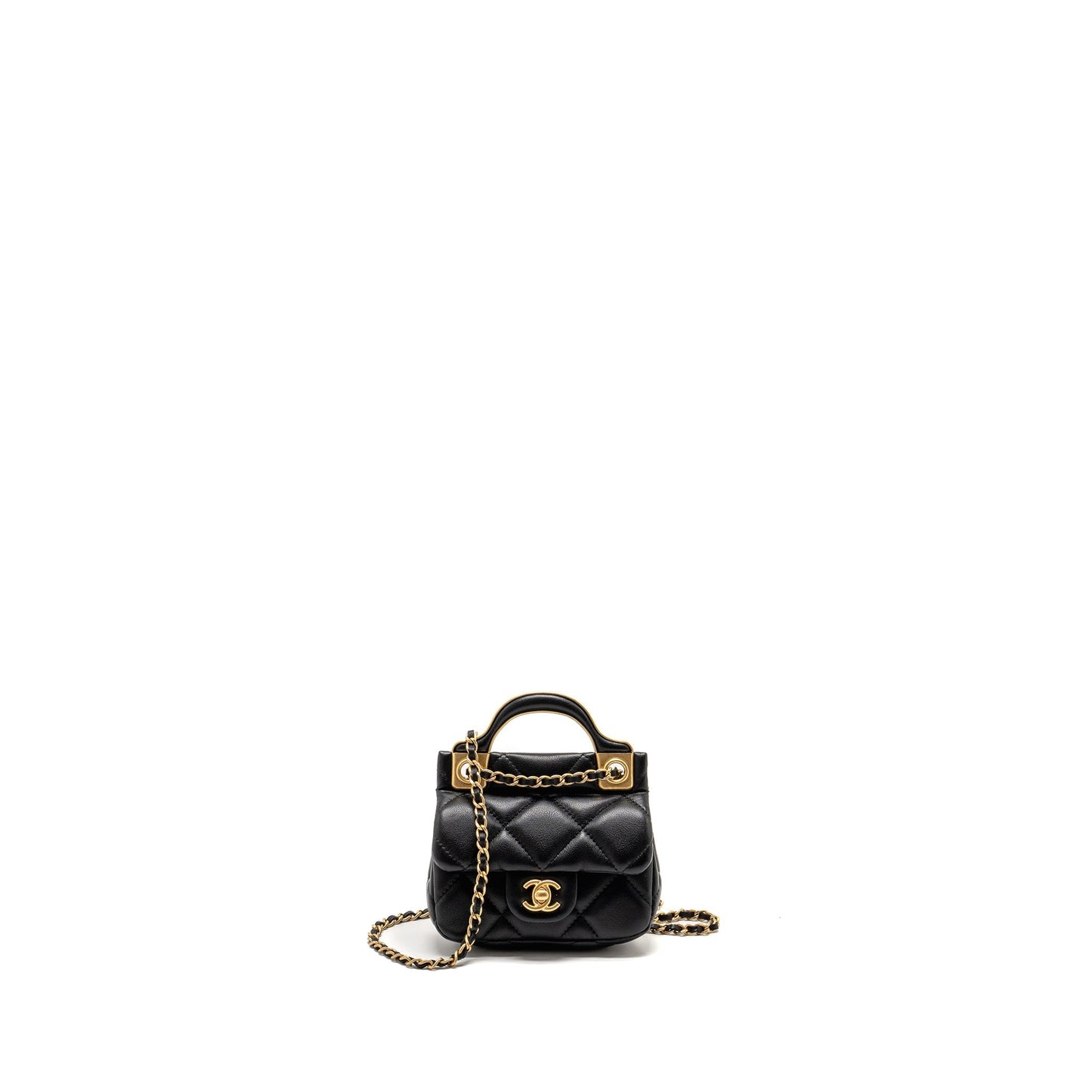 Chanel 21A top handle flap card holder Black Wallet Case