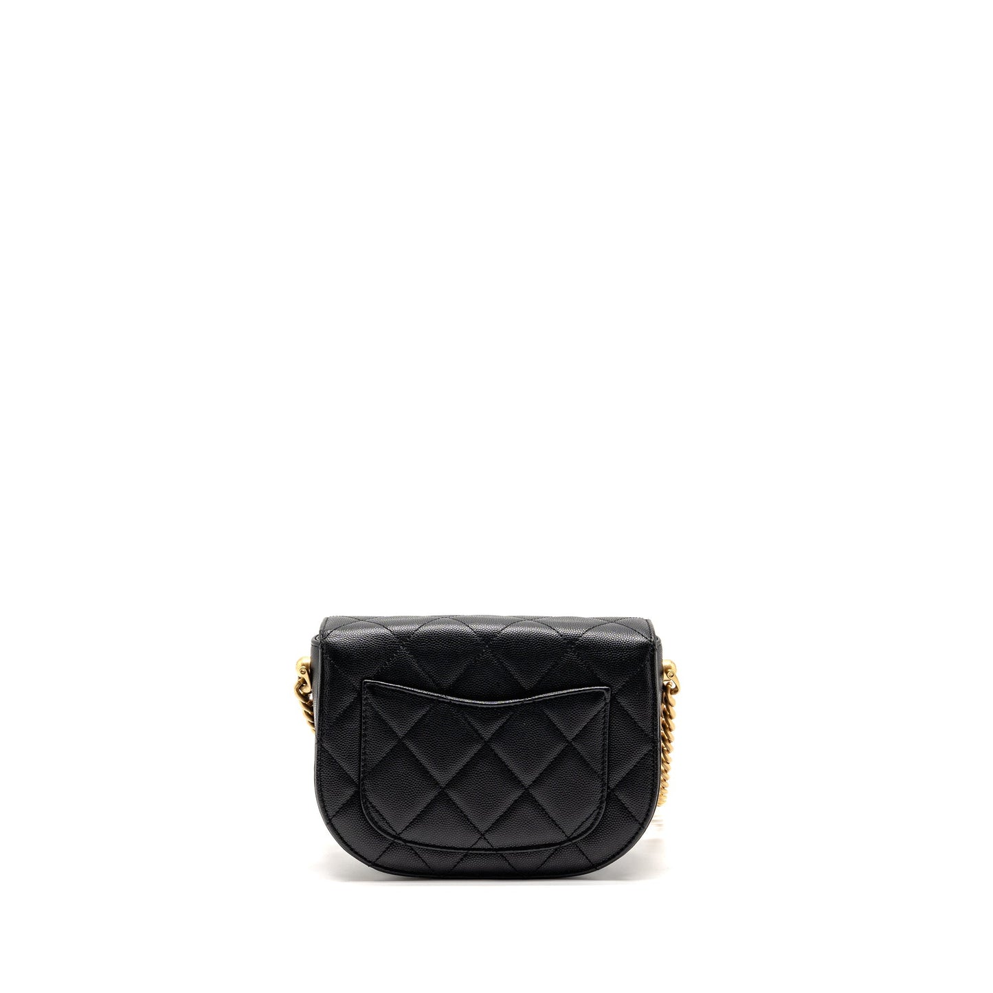 Chanel 22b Round Messenger Caviar GHW microchip Black Messenger Bag