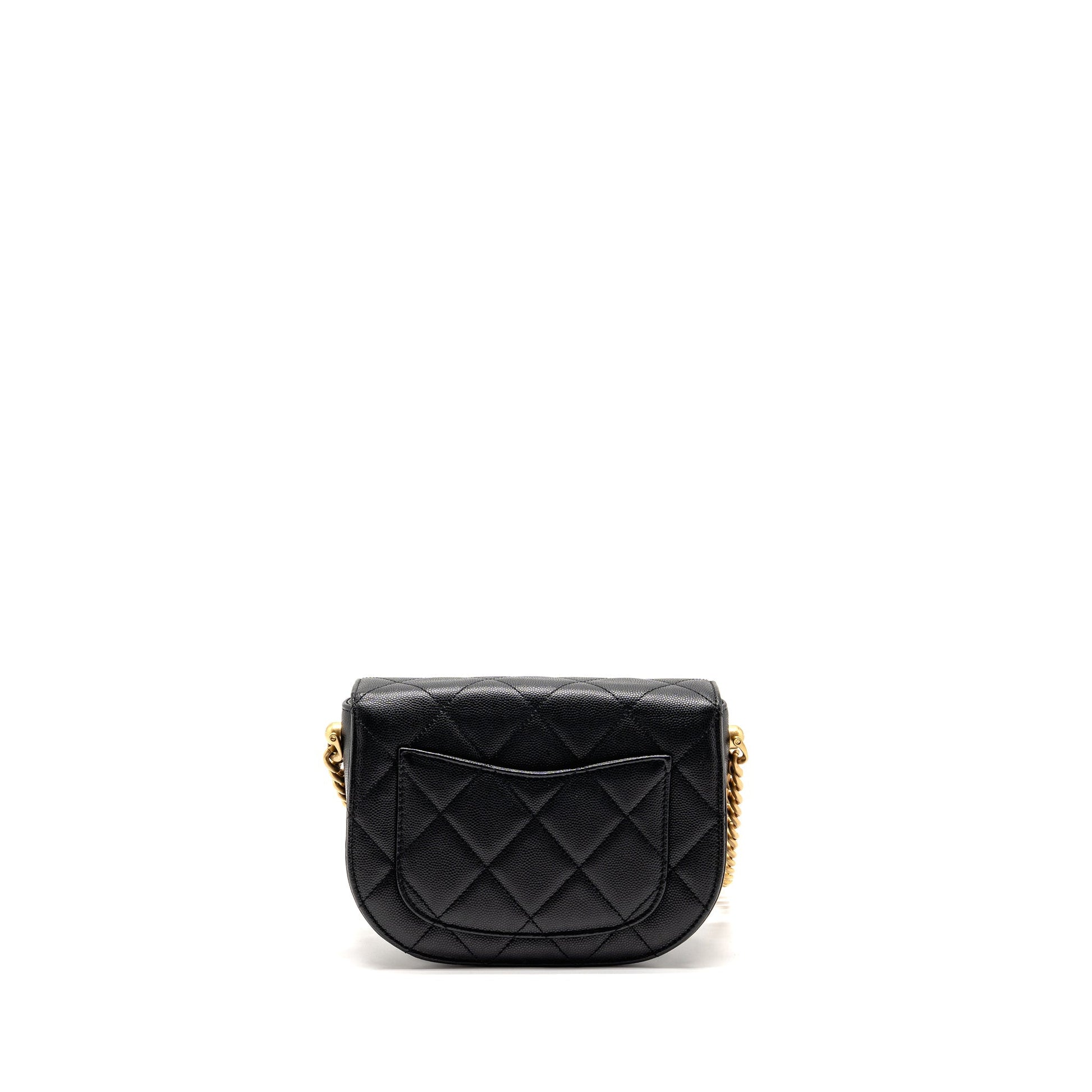 Chanel 22b Round Messenger Caviar GHW microchip Black Messenger Bag