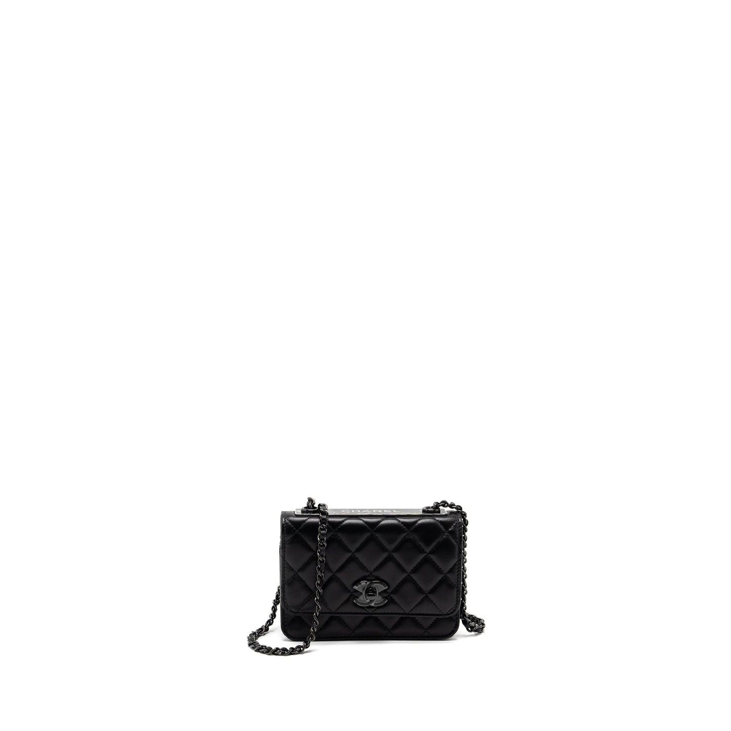 Chanel Trendy CC On Lambskin Hardware Microchip Black Wallet Case