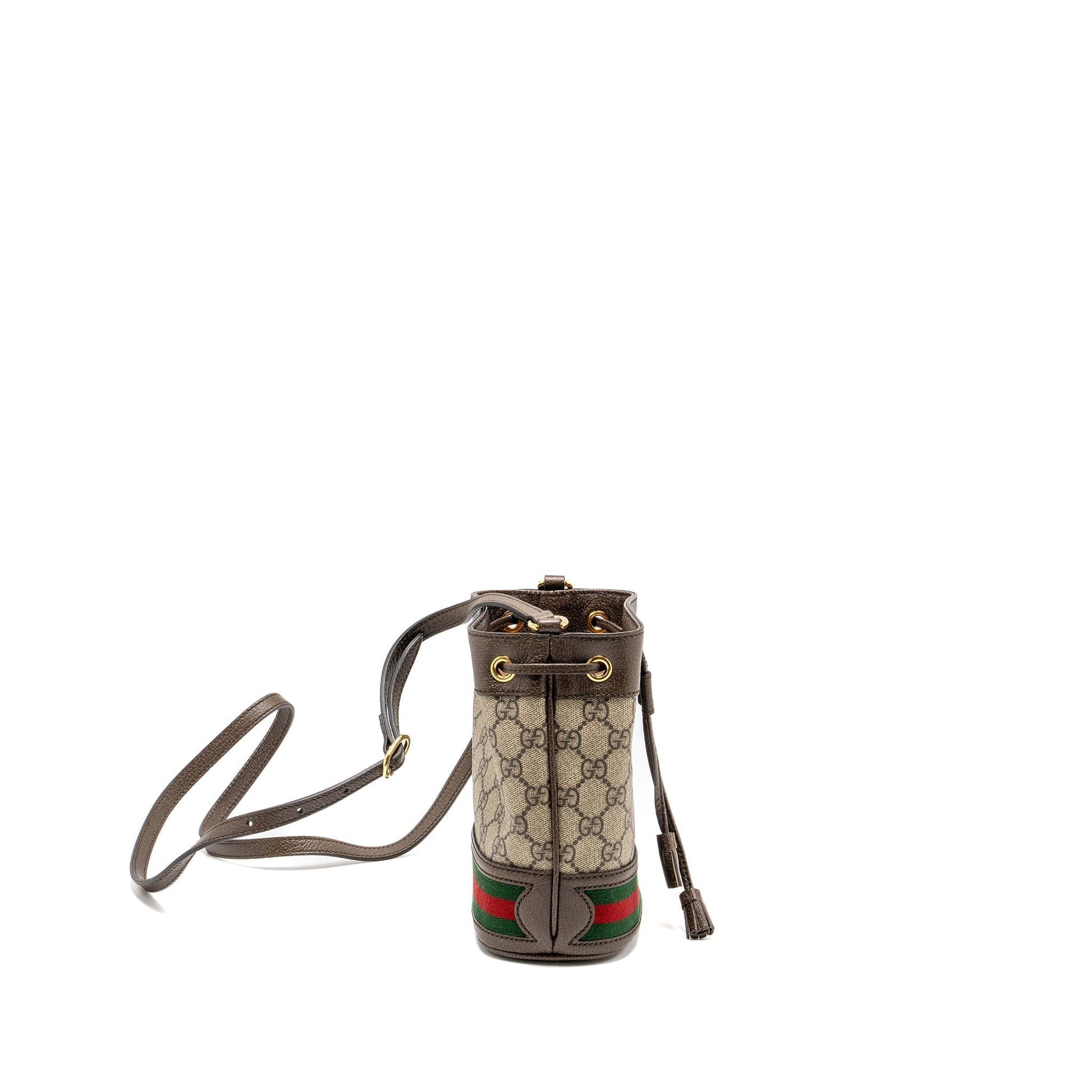 Gucci Ophidia Bucket Bag Supreme Ebony Canvas Beige