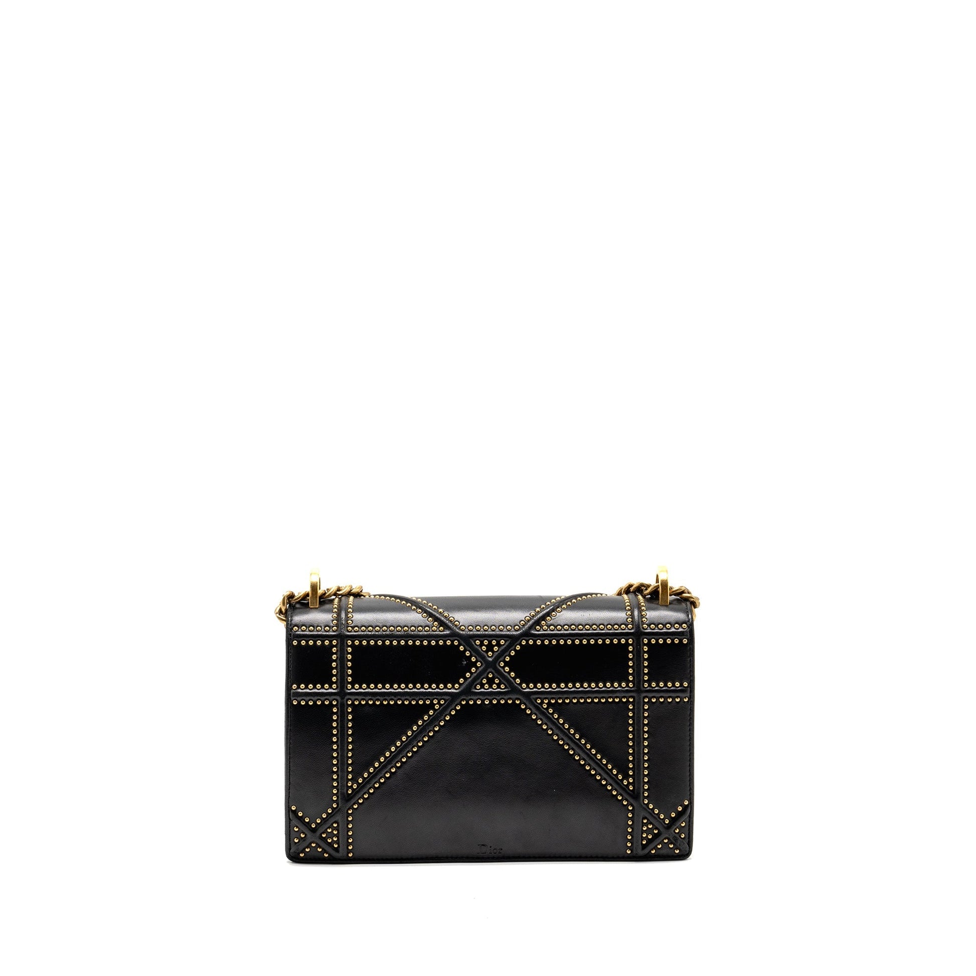 Dior Studded ama Lambskin Handbag Black Medium Travel Bag Black Handbag