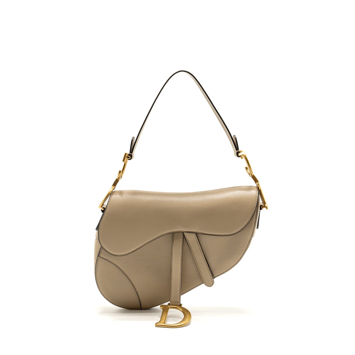 Dior Saddle Purse Goatskin Handbag Beige Medium Travel Bag