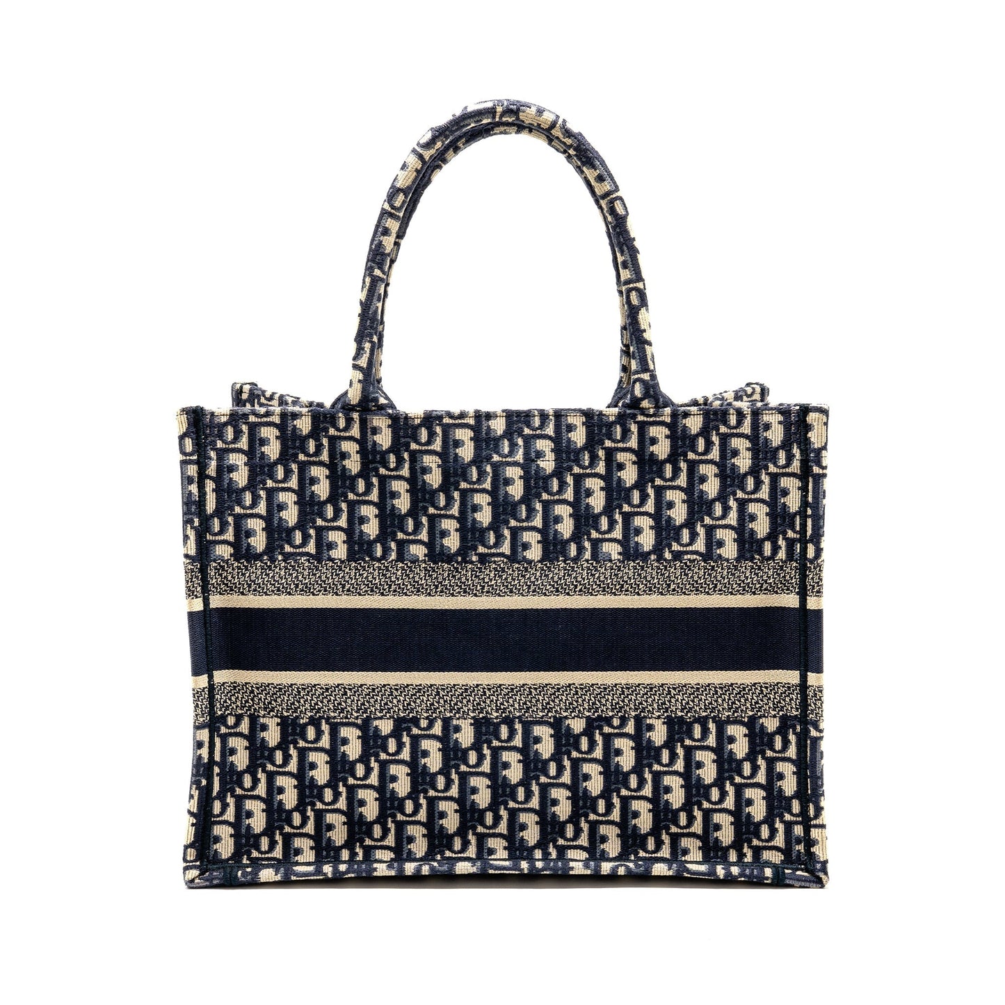 Dior Book Tote Oblique Embroidery Ecru Handbag Blue Medium Tote Bag