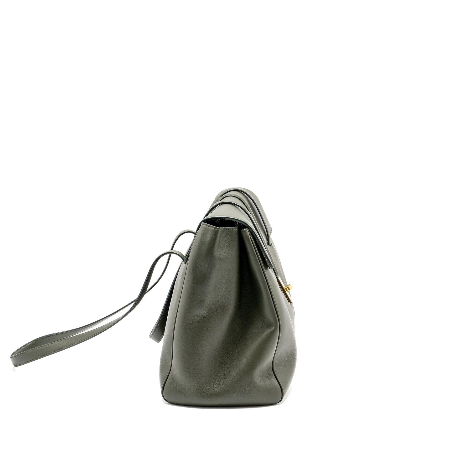 Celine Soft Purse Smooth Calfskin Dark Handbag Green Large Travel Bag