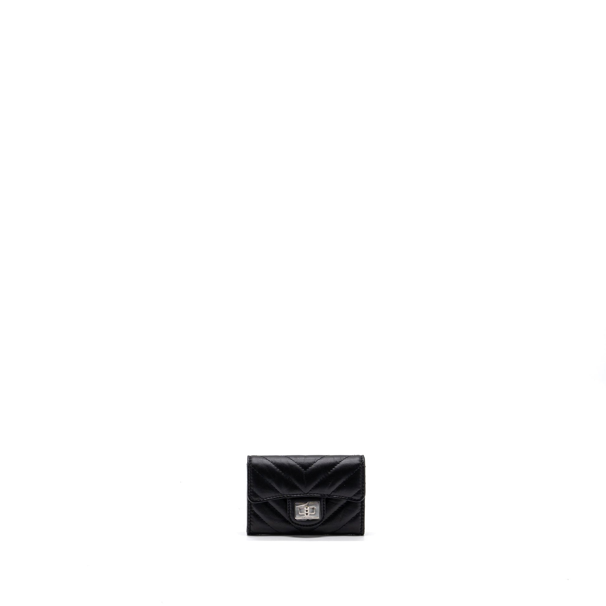 Chanel 2.55 Reissue Flap Card Holder Aged Black Wallet Case Shw Microchip