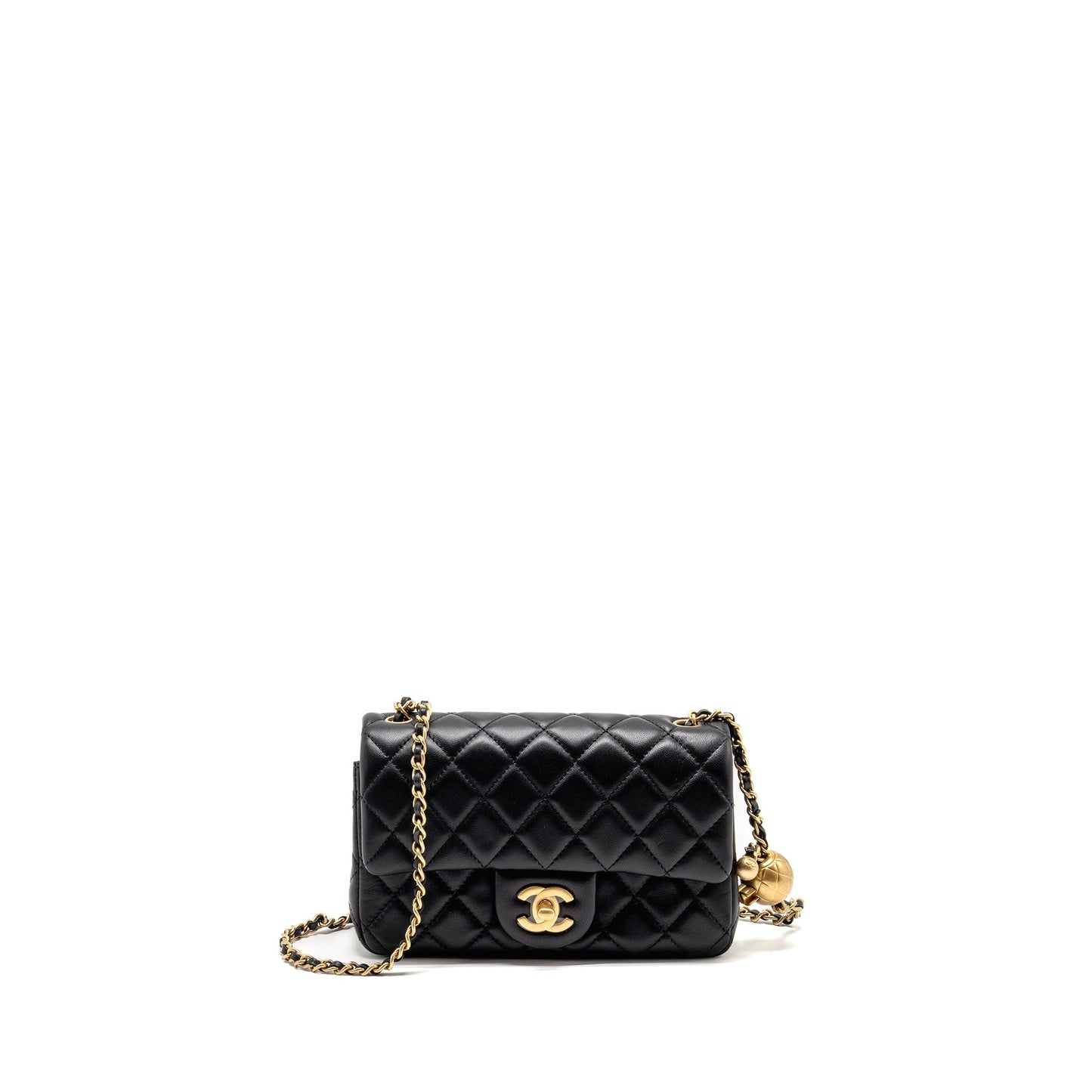 Chanel Pearl Crush Rectangular Flap Lambskin GHW Black Shoulder Bag Microchip 5
