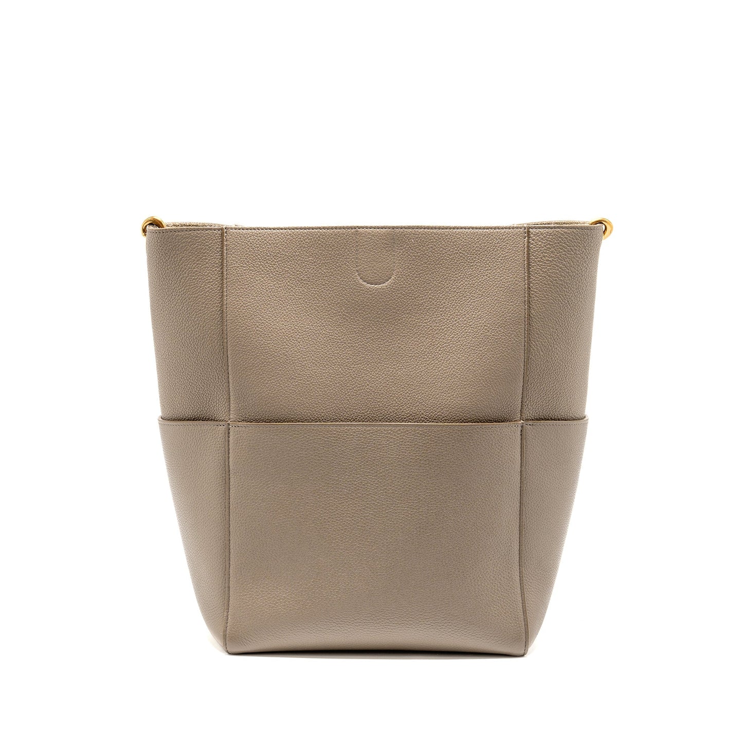 Celine Sangle Purse Grained Calfskin Grey Handbag Bucket Bucket Bag