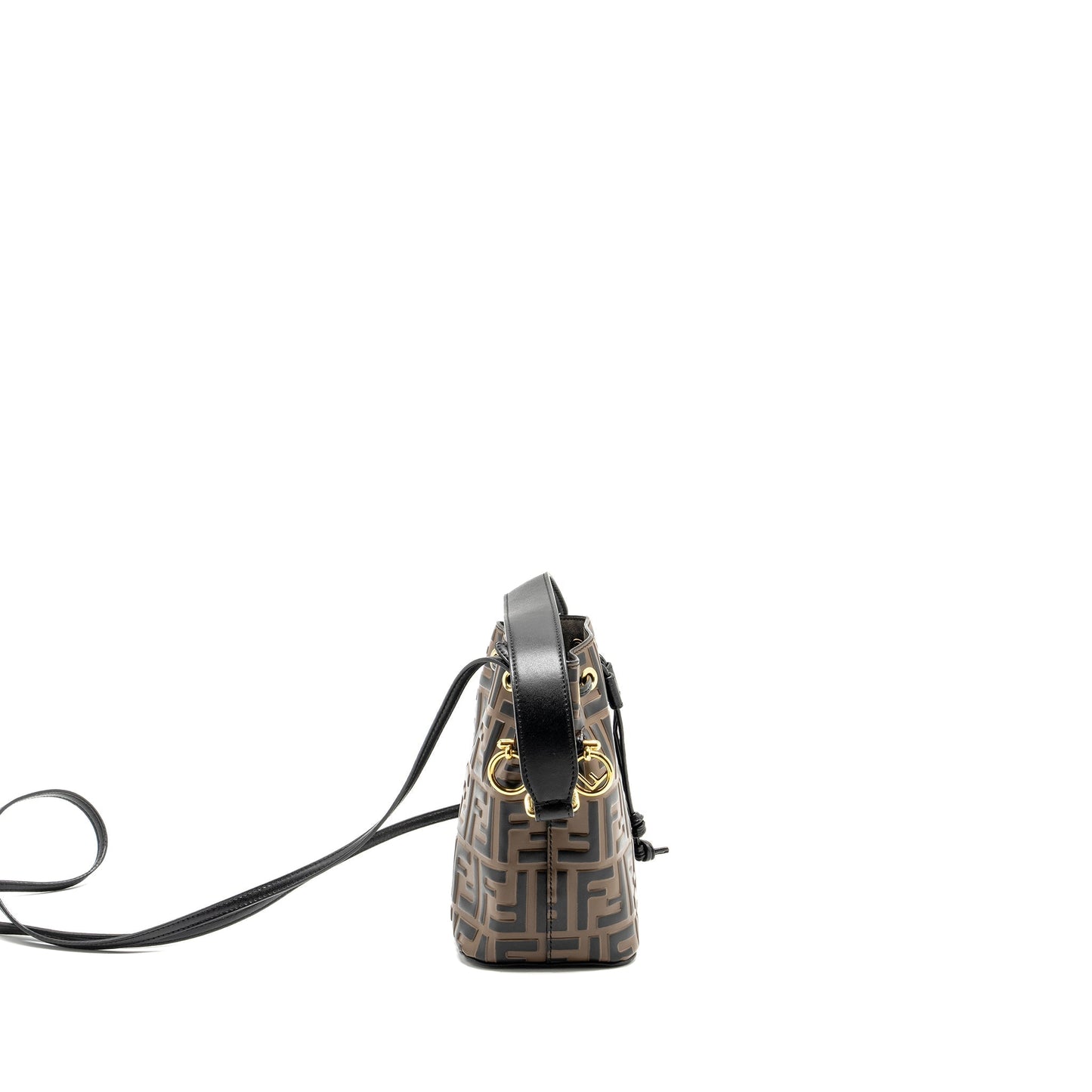 Fendi Mon Tresor Purse Calfskin Black Brown Mini Bucket Bag