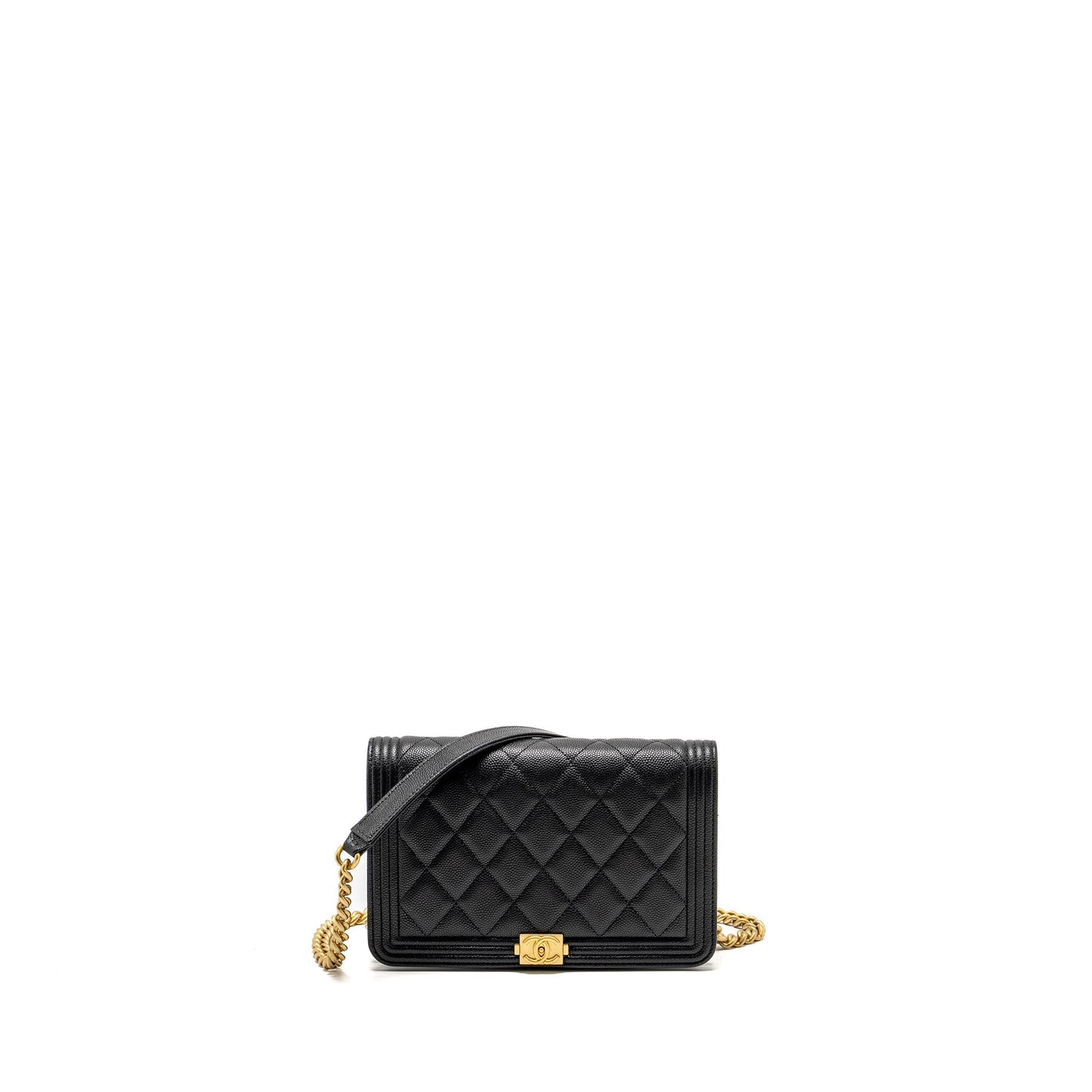 Chanel Boy on caviar GHW Microchip Black Wallet Case