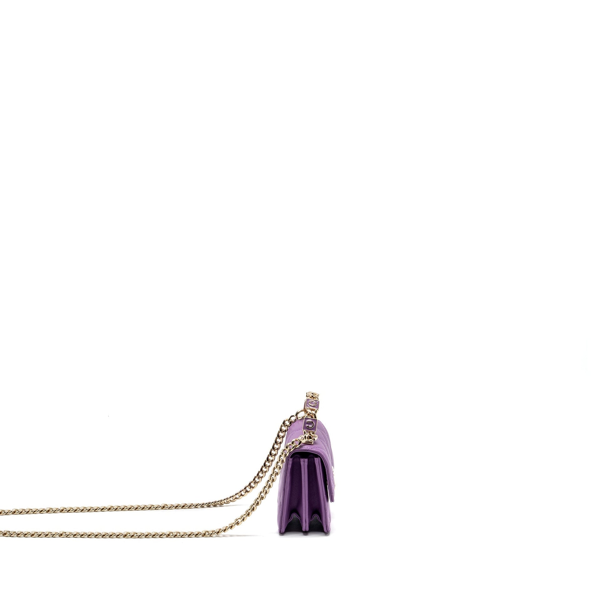 Chanel detailed top handle flap lambskin purple Clutch Bag