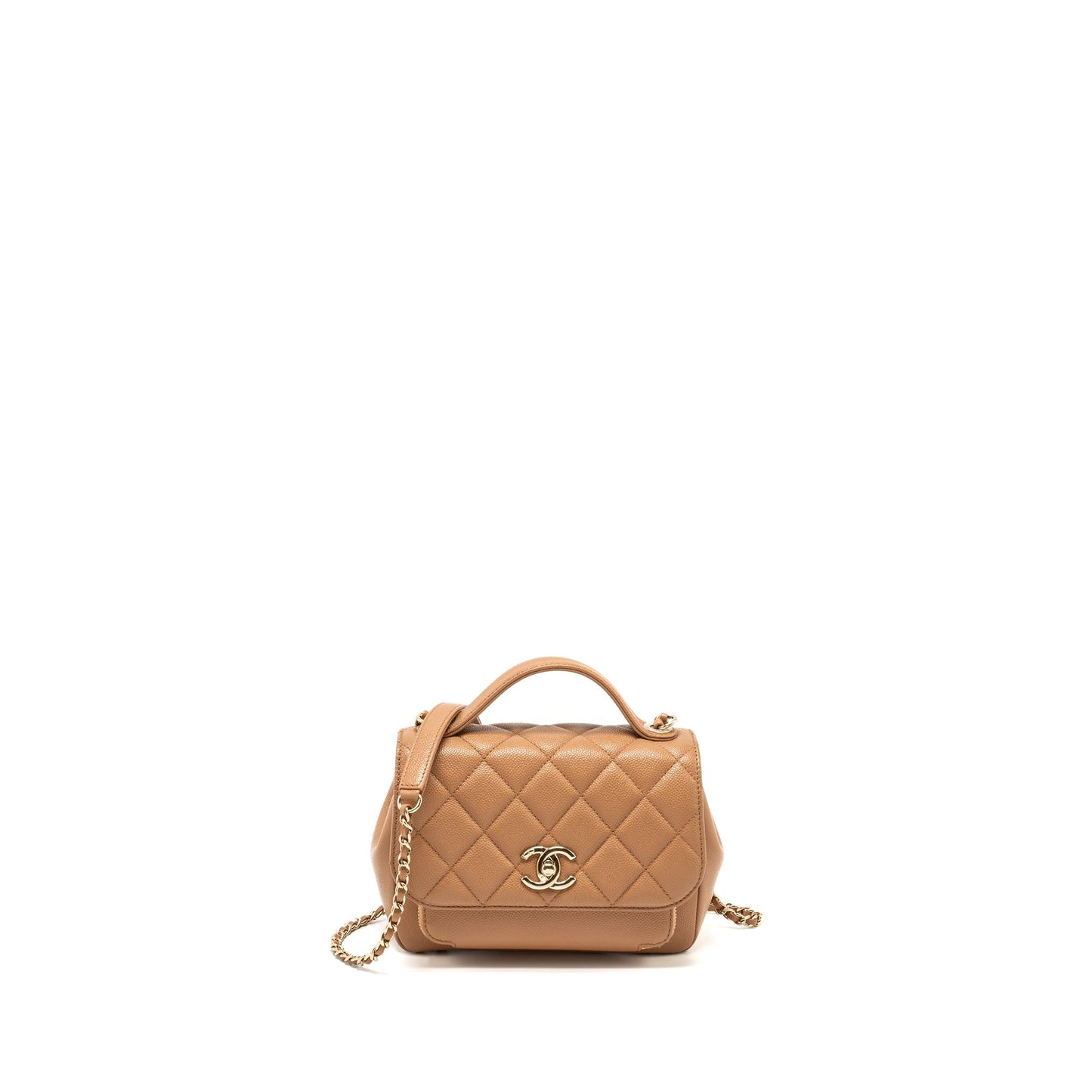 Chanel Business Affinity Caviar Dark LGHW Beige Small Handbag
