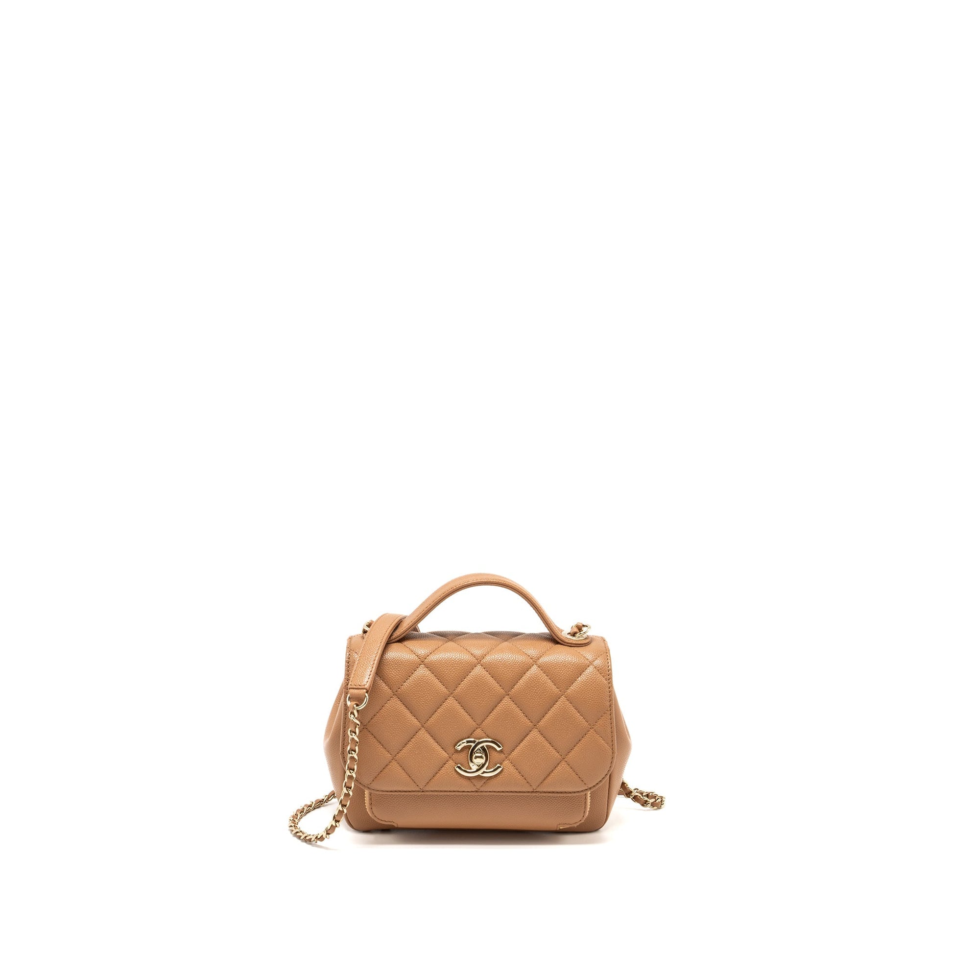 Chanel Business Affinity Caviar Dark LGHW Beige Small Handbag