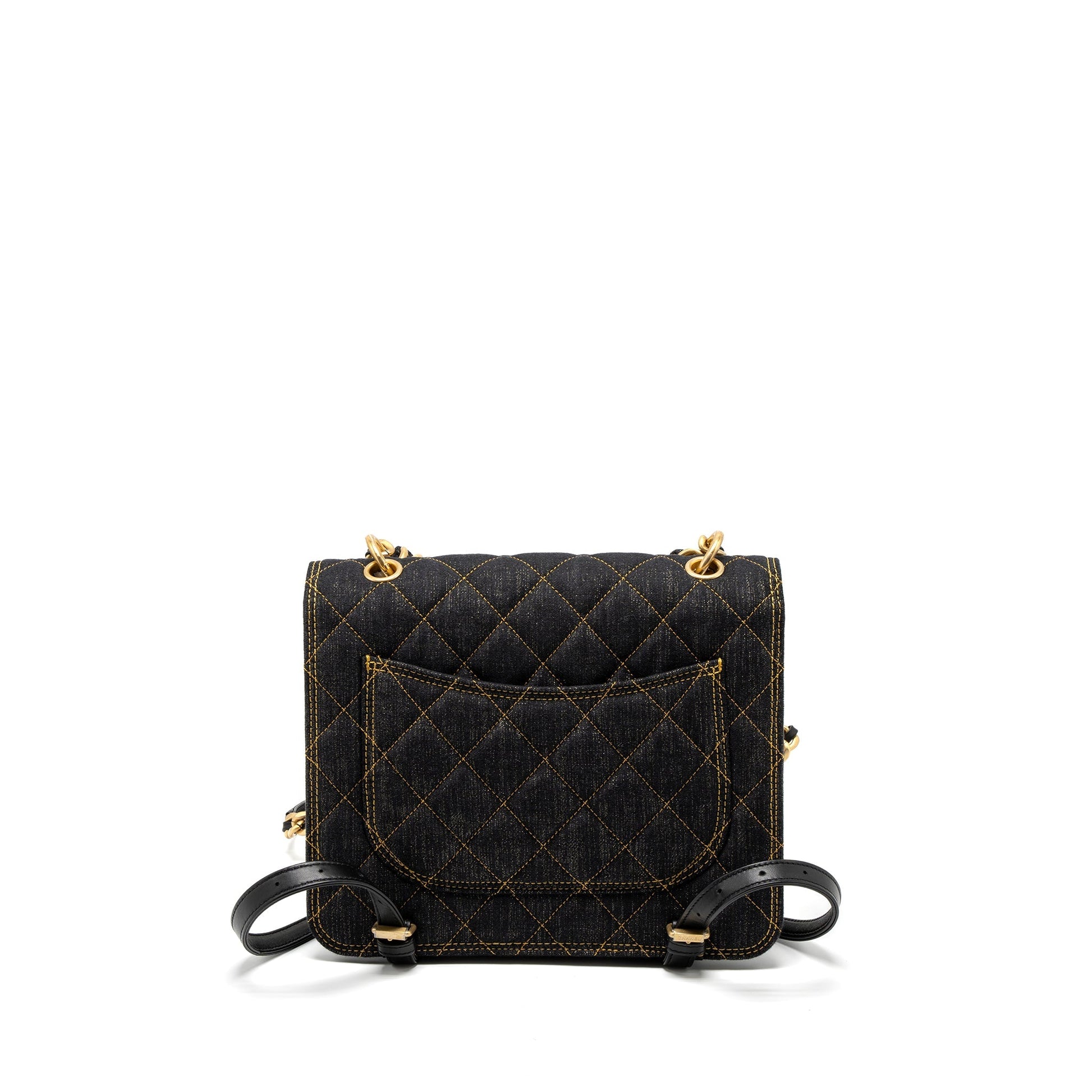 Chanel 23S Flap Backpack Denim Dark Brushed Blue