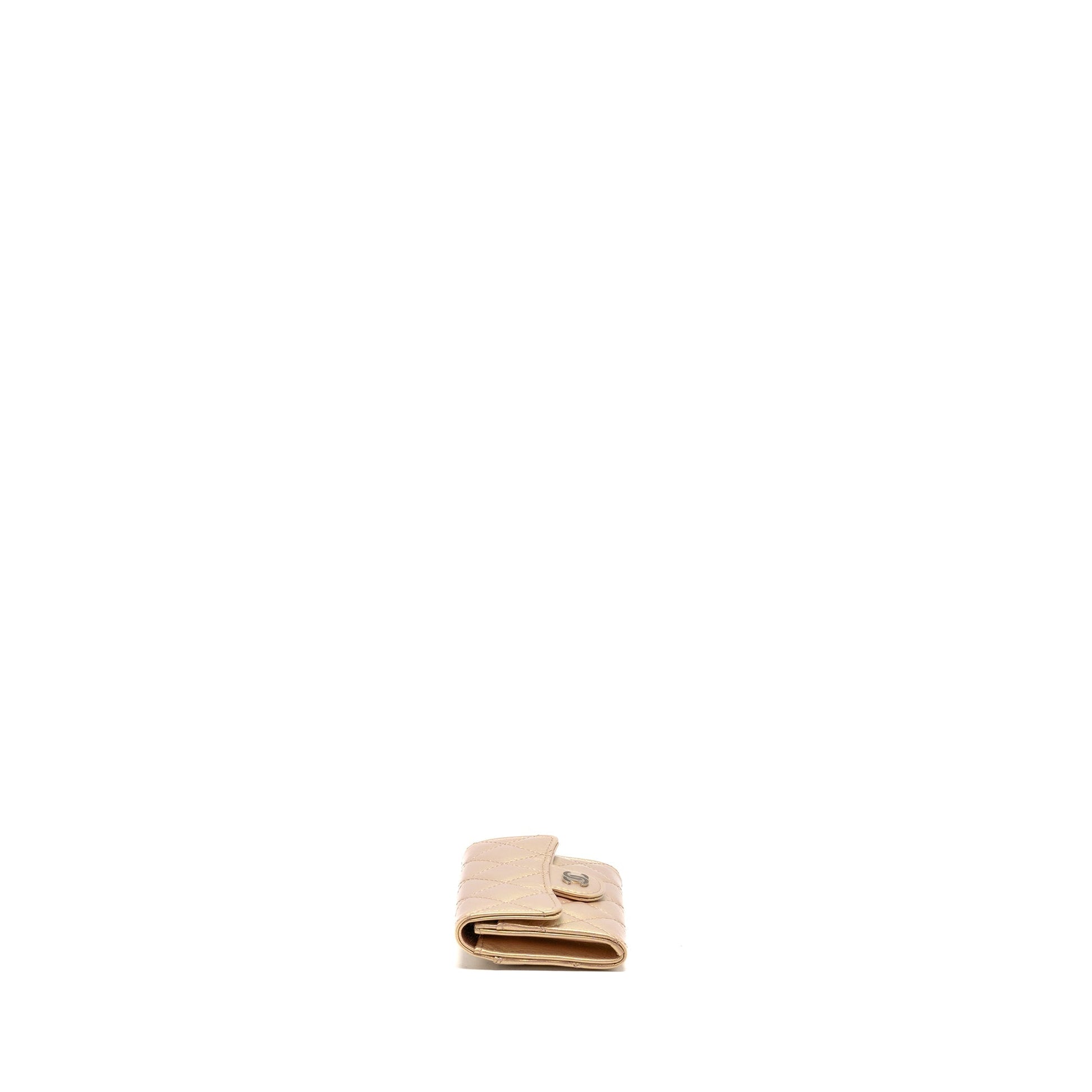 Chanel Classic Flap Card Holder Lambskin Iridescent Pink Wallet Case