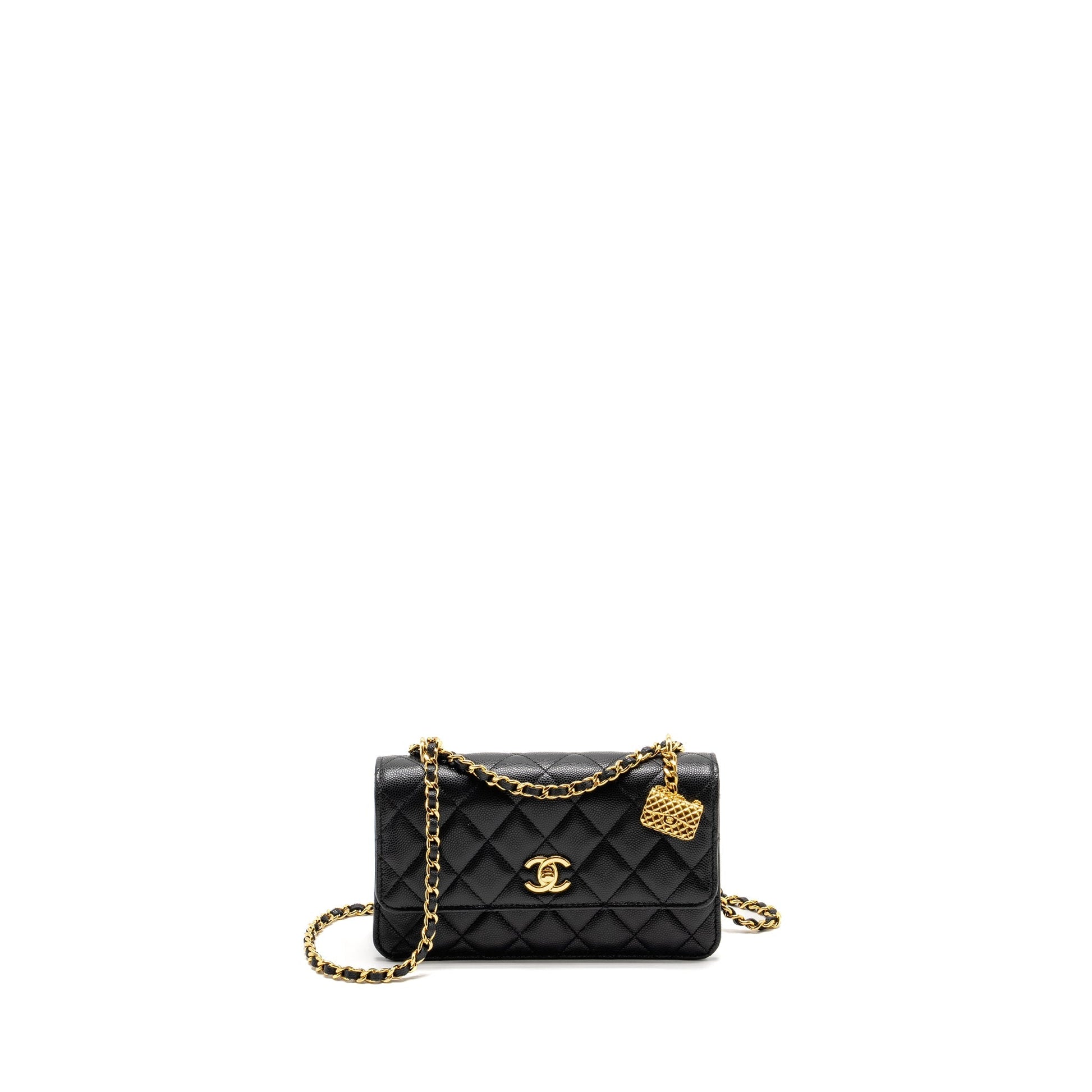 Chanel 23s On Charm Caviar GHW Microchip Black Key Chain Ghwmicrochip 1