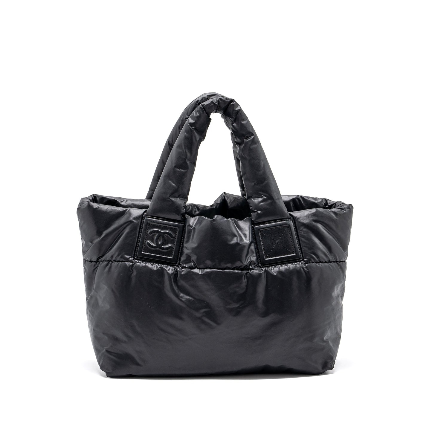 Chanel puffy Down nylon SHW Black Small Tote Bag