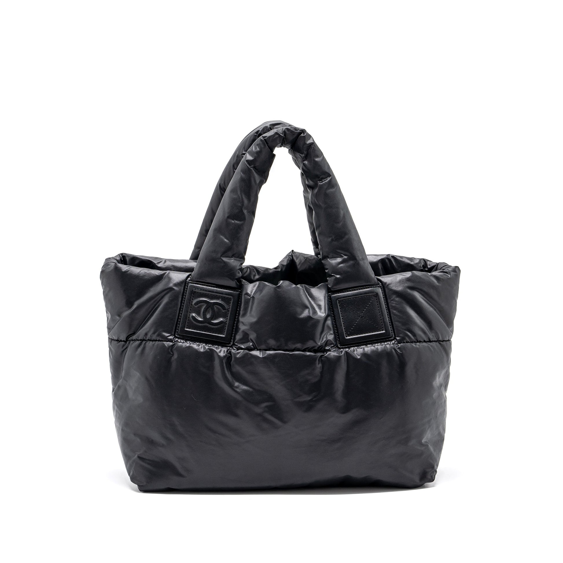 Chanel puffy Down nylon SHW Black Small Tote Bag