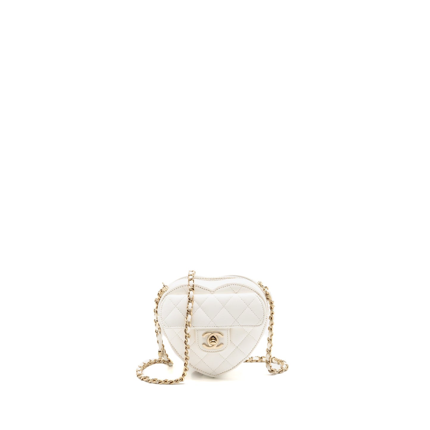Chanel Heart Lambskin LGHW White Small Handbag Lghw 2