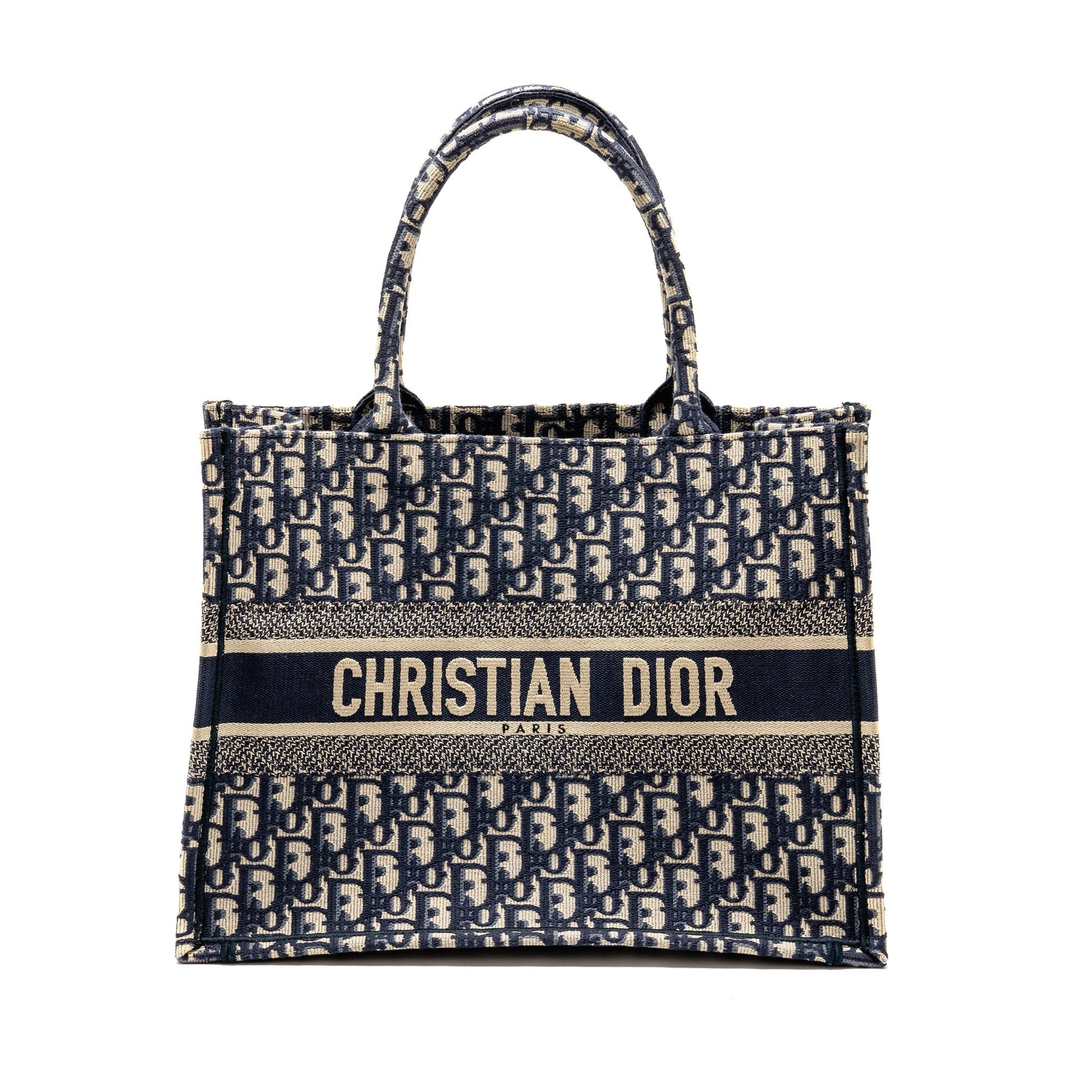 Dior Book Tote Oblique Embroidery Ecru Handbag Blue Medium Tote Bag
