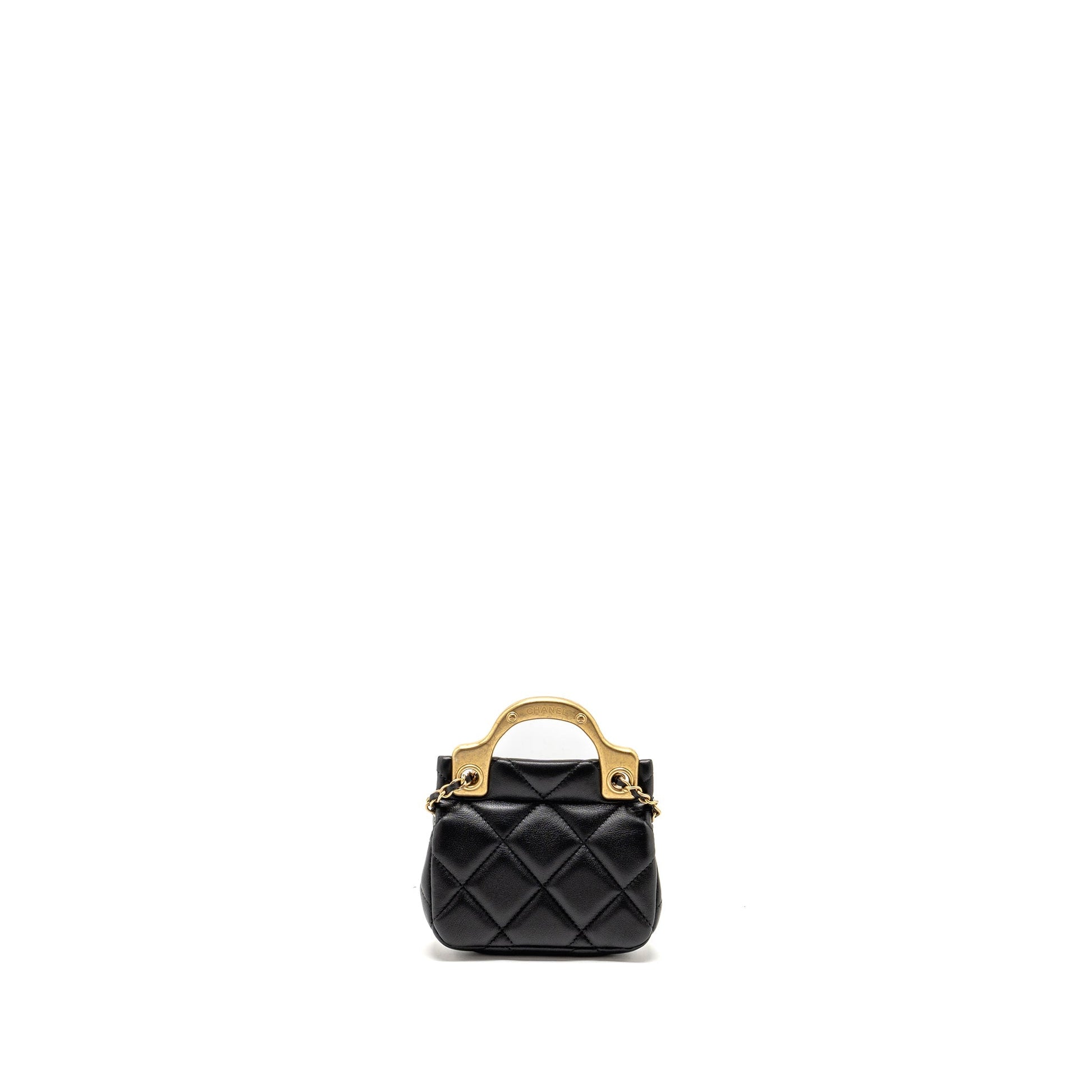Chanel 21A top handle flap card holder Black Wallet Case