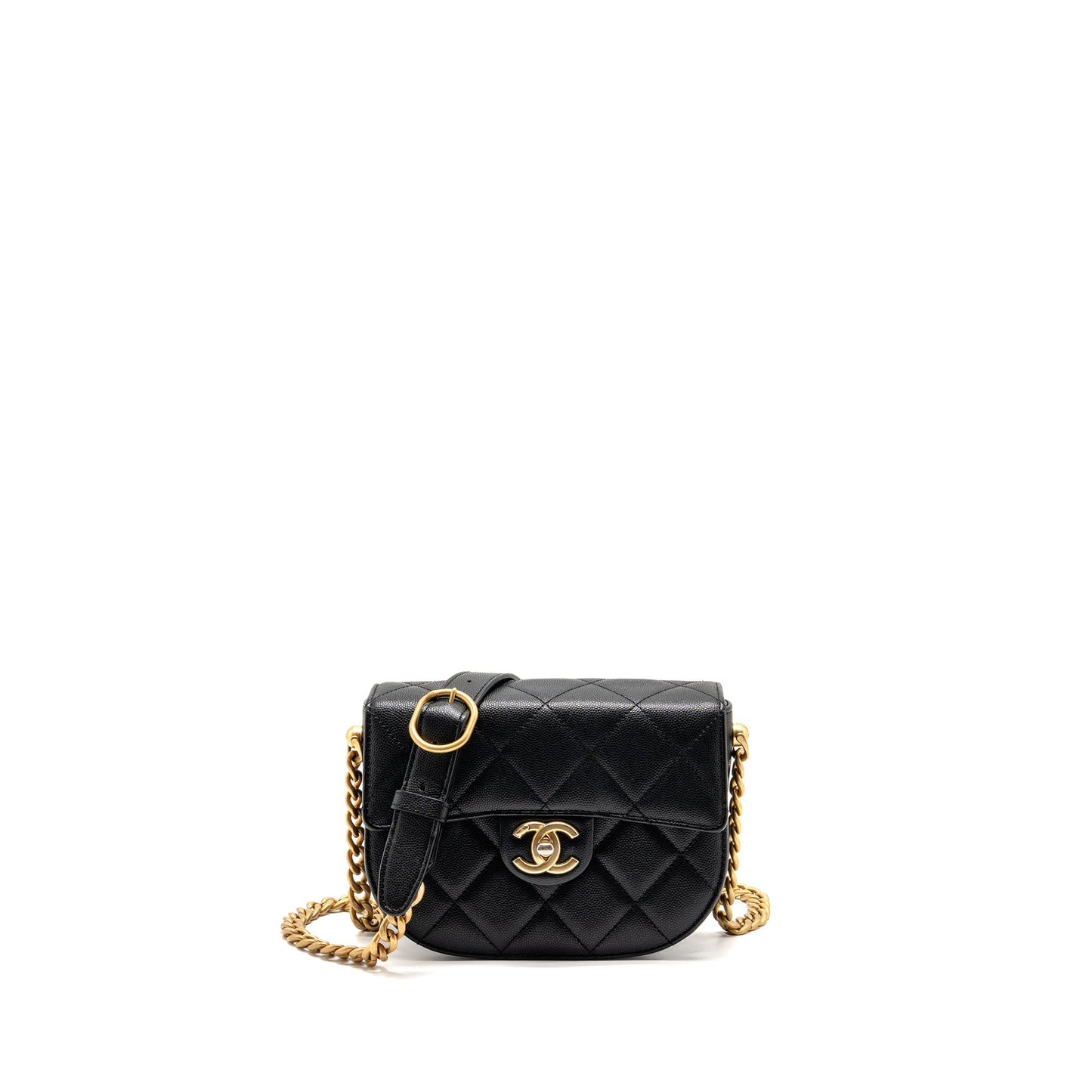 Chanel 22b Round Messenger Caviar GHW microchip Black Messenger Bag