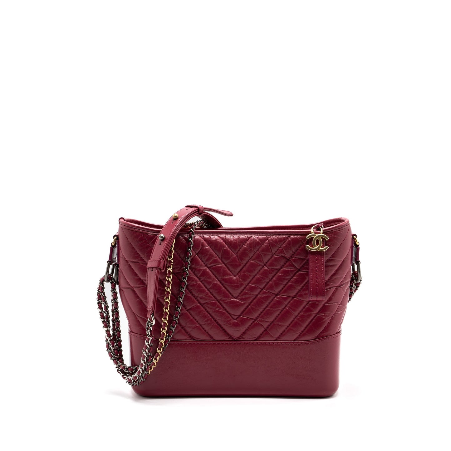 Chanel chevron Gabrielle hobo calfskin raspberry hardware Multicolour Shoulder Bag