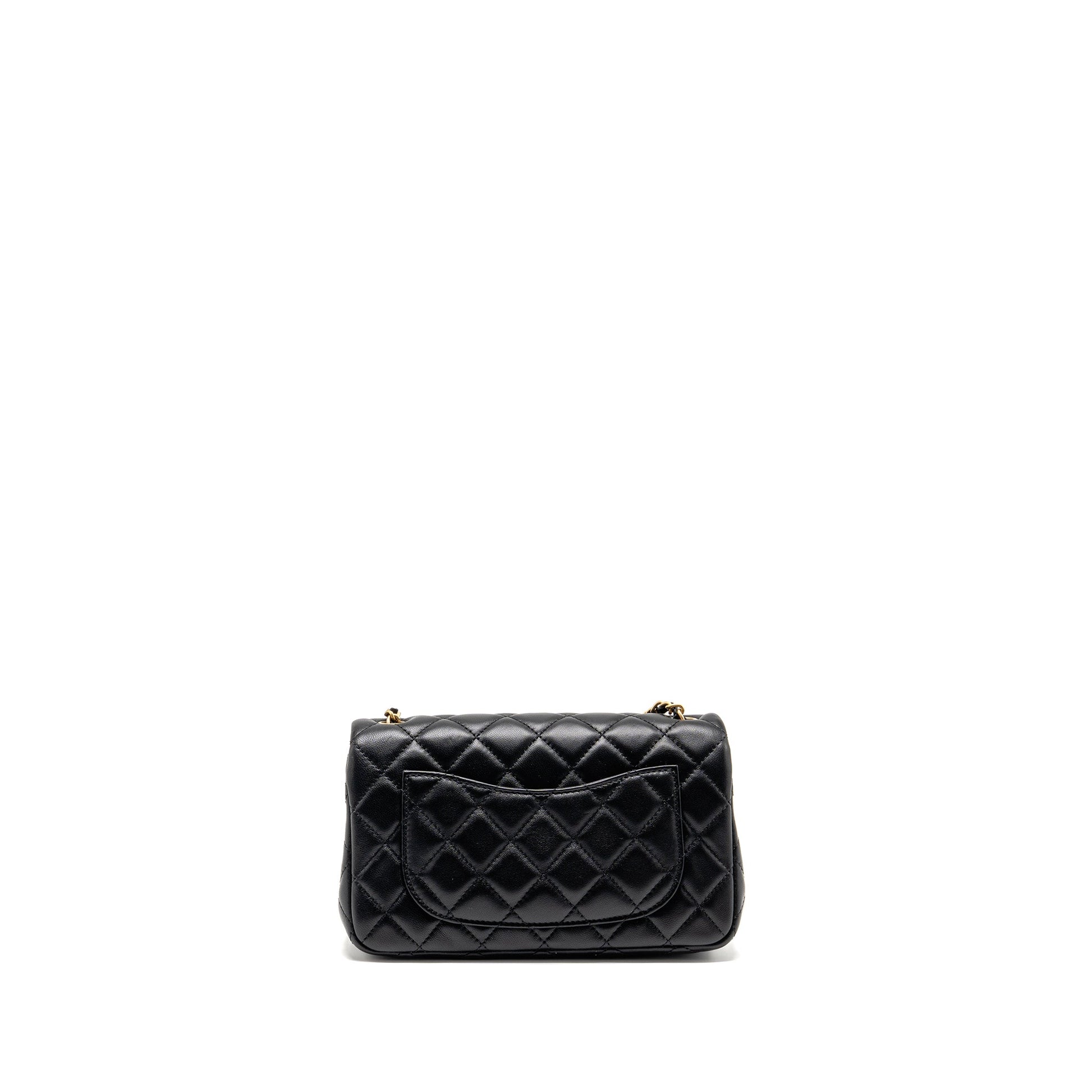 Chanel Pearl Crush Rectangular Flap Lambskin GHW Black Shoulder Bag Microchip 5
