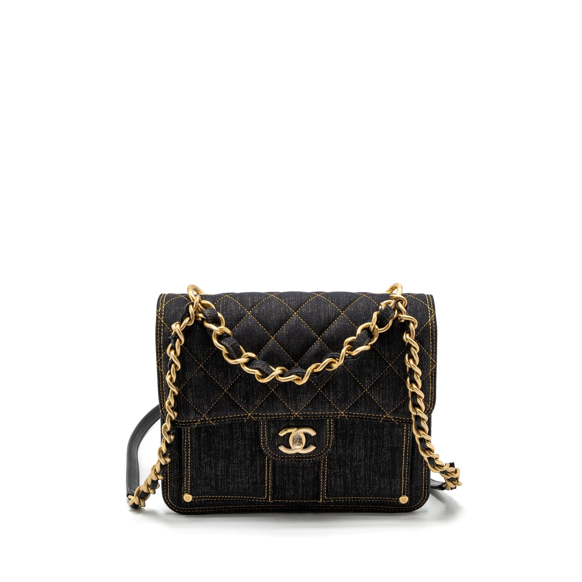 Chanel 23S Flap Backpack Denim Dark Brushed Blue