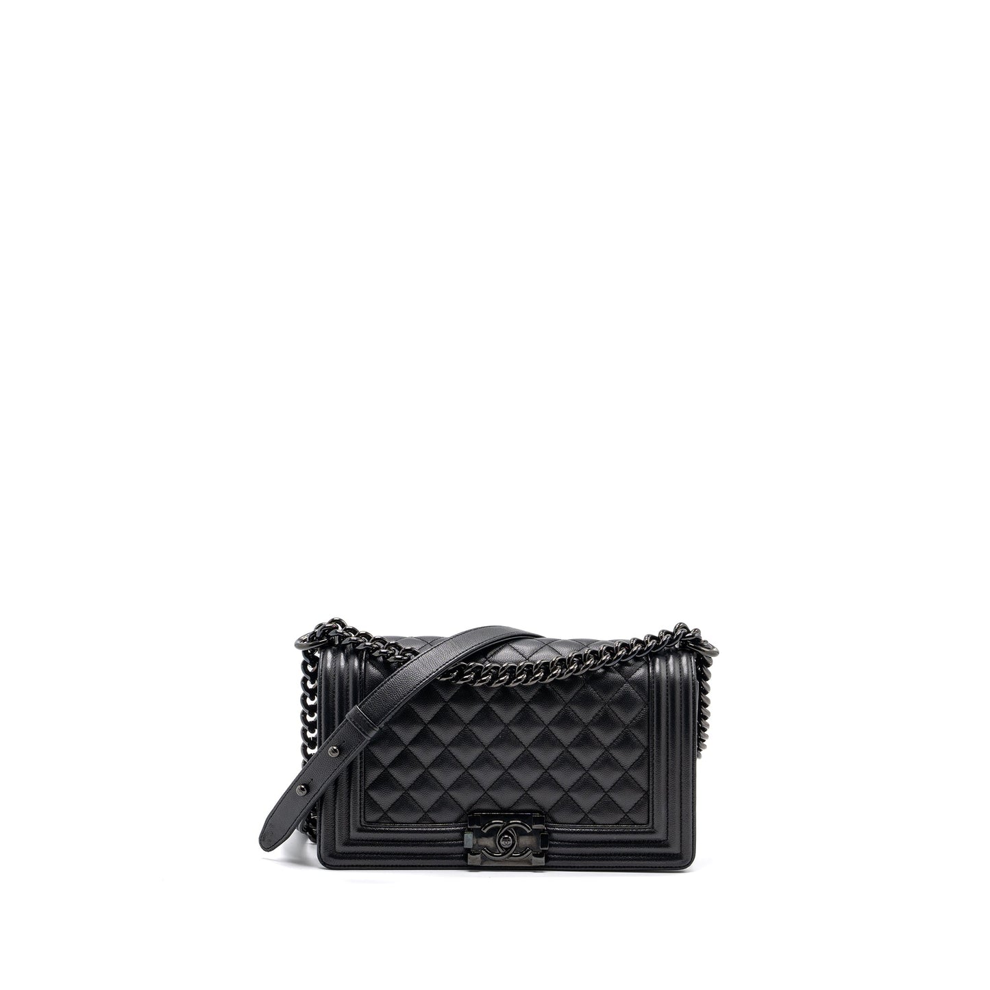 Chanel boy caviar so hardware Black Handbag