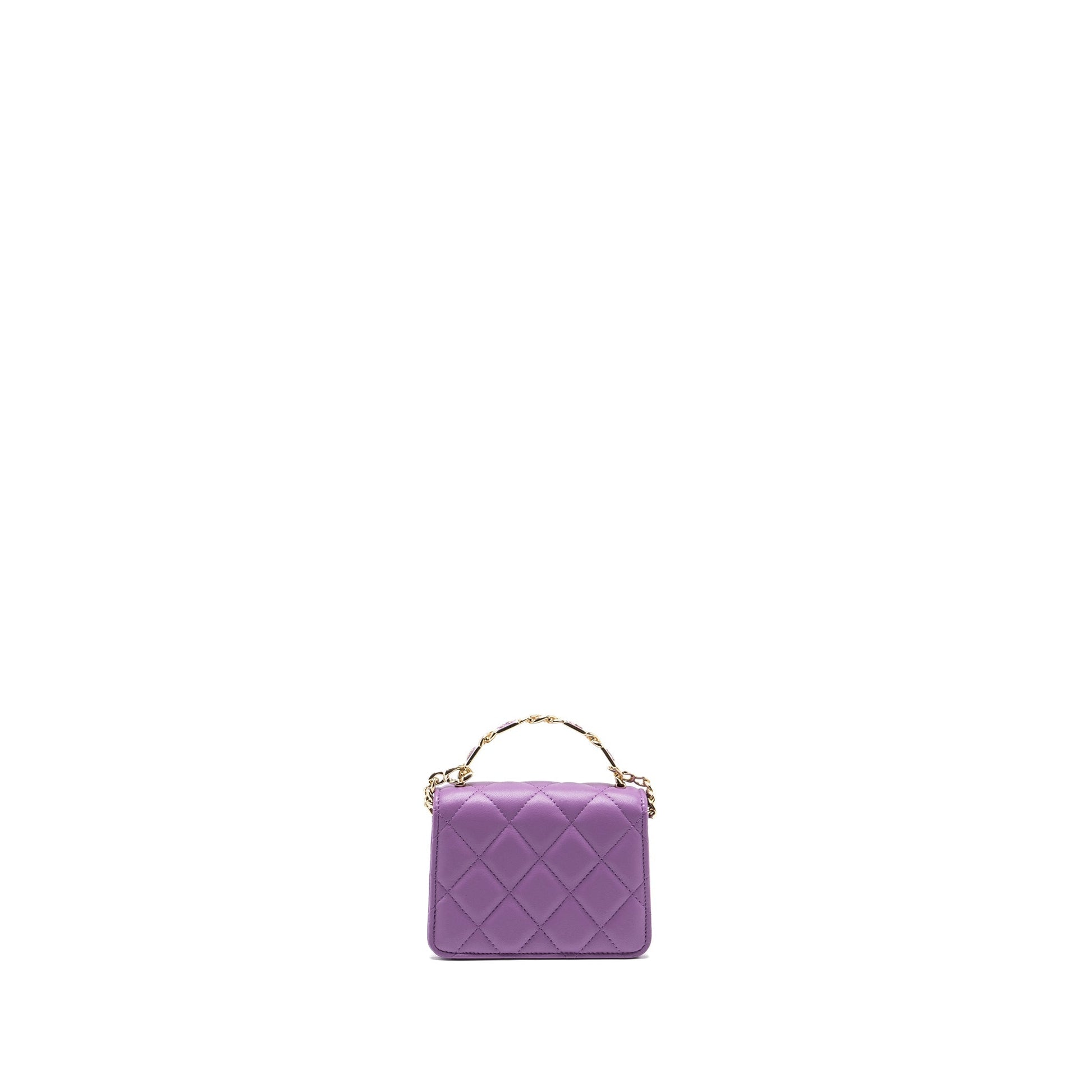 Chanel detailed top handle flap lambskin purple Clutch Bag