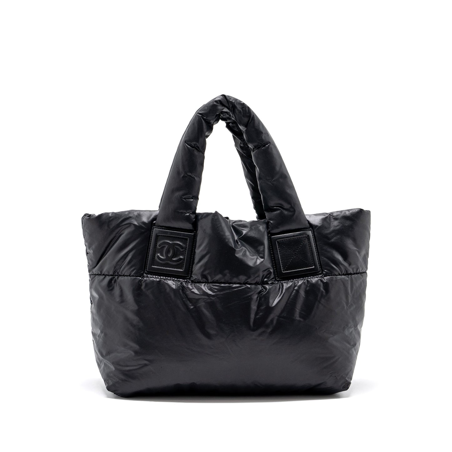 Chanel puffy Down nylon SHW Black Small Tote Bag