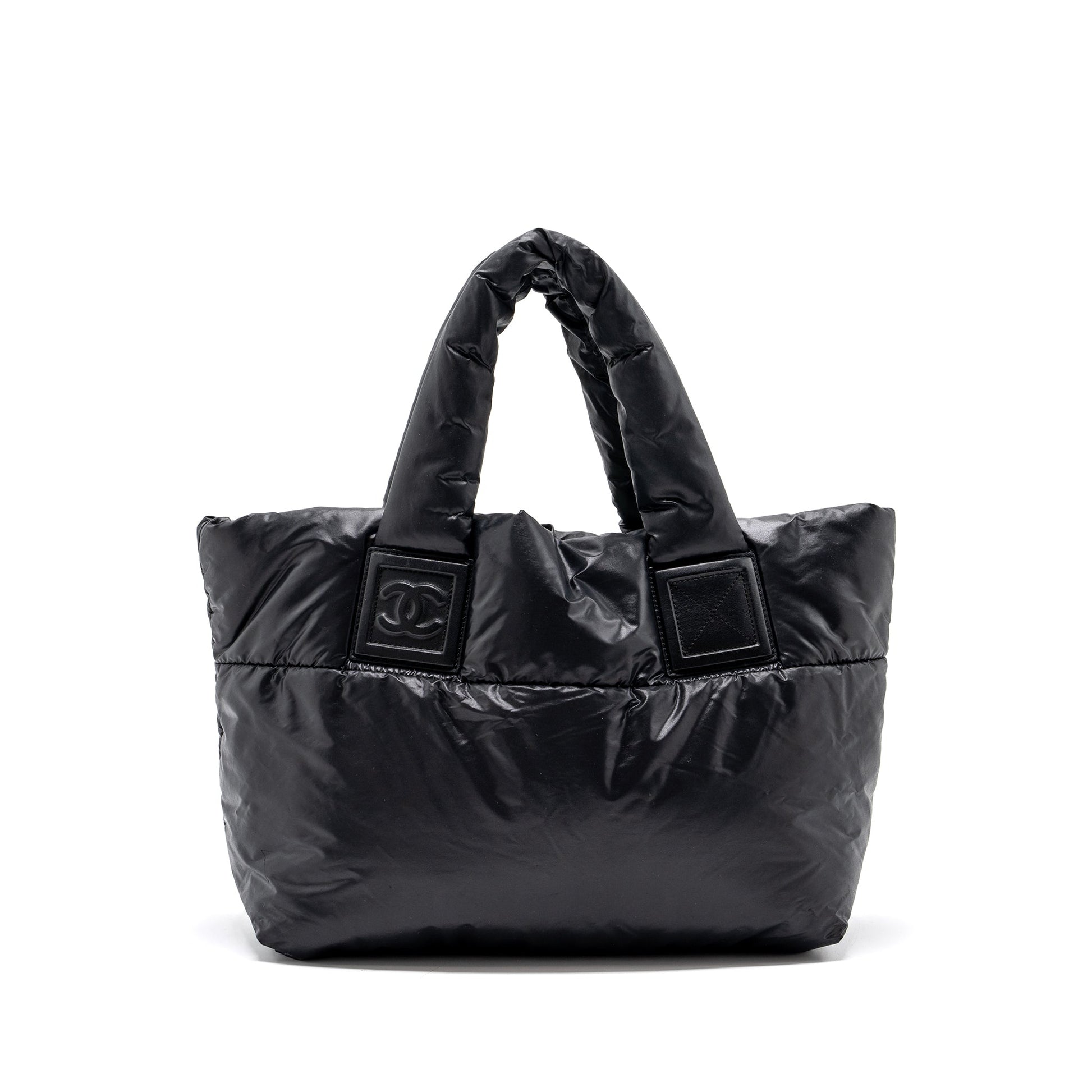 Chanel puffy Down nylon SHW Black Small Tote Bag