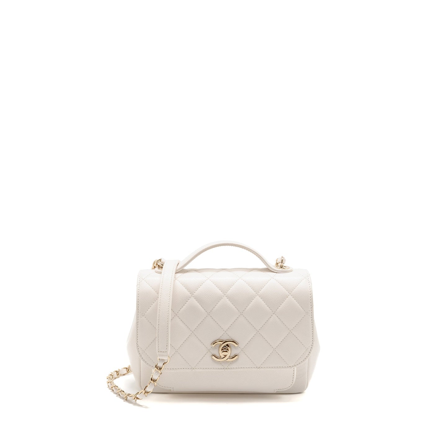 Chanel Business Affinity Caviar LGHW White Handbag