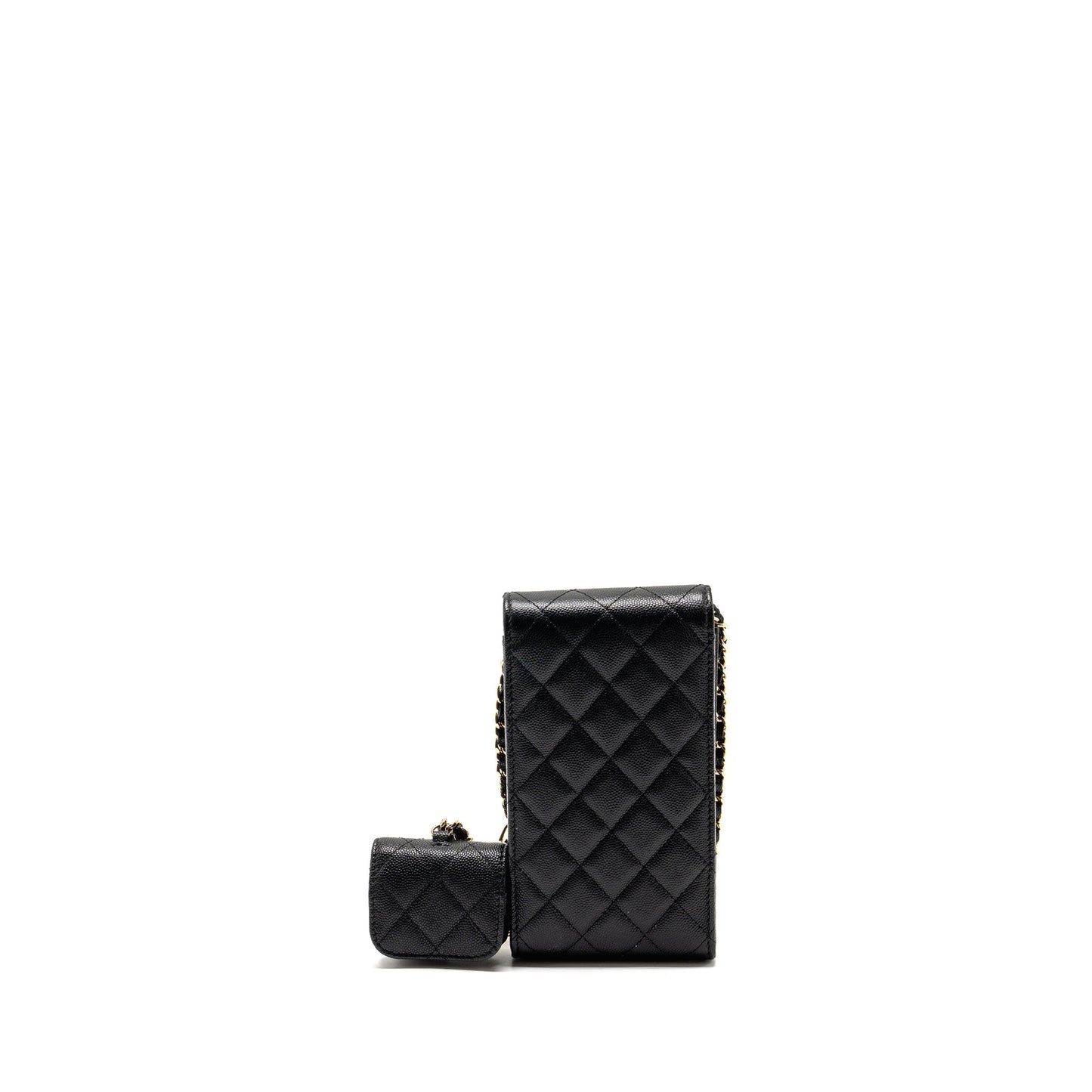 Chanel Classic Phone on Caviar LGHW Black Clutch Bag