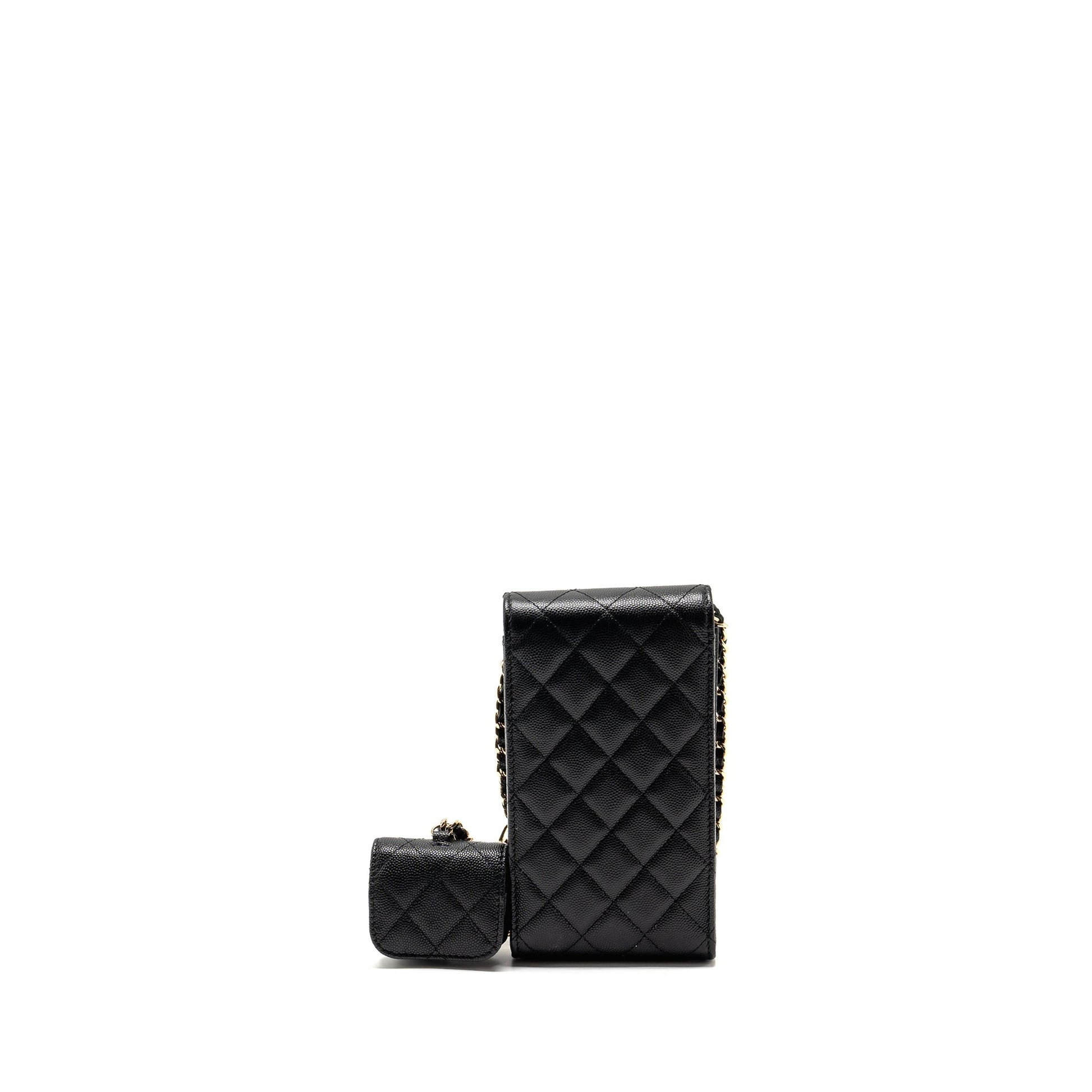 Chanel Classic Phone on Caviar LGHW Black Clutch Bag