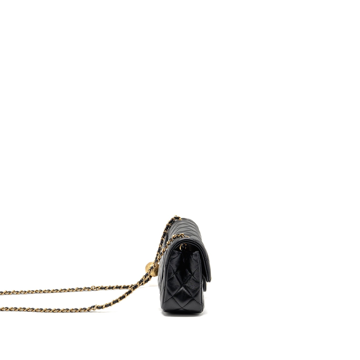 Chanel Pearl Crush Rectangular Flap Lambskin GHW Black Shoulder Bag Microchip 5